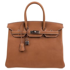 Hermes Birkin 35 Bag Very Rare Barenia Faubourg Palladium Ultimate Neutral