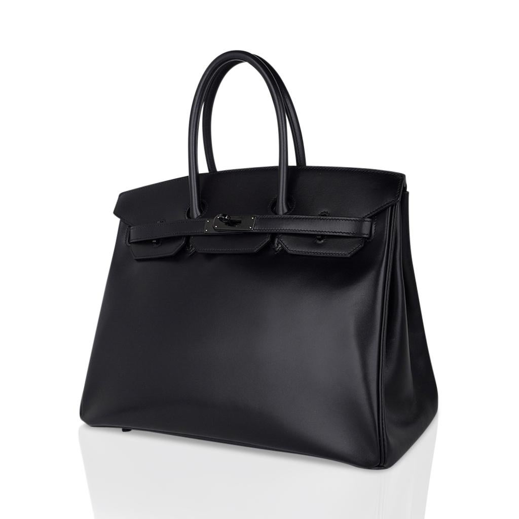 Noir Hermes Birkin 35 Bag Very Rare Limited Edition So Black Box Leather