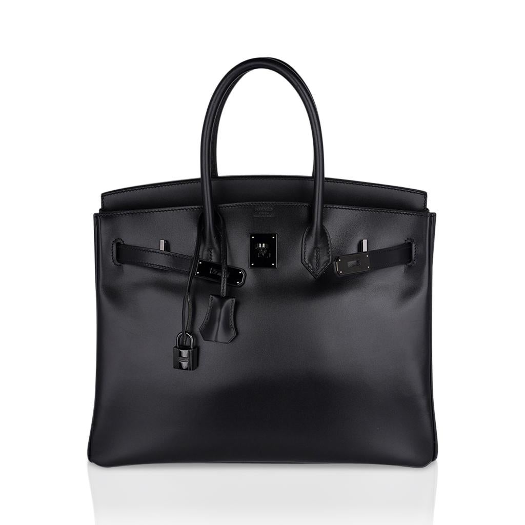  Hermes Birkin 35 Bag Very Rare Limited Edition So Black Box Leather Pour femmes 