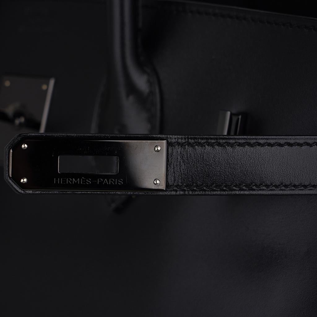 Hermes Birkin 35 Bag Very Rare Limited Edition So Black Box Leather 1