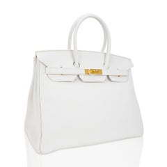 Hermes Birkin 35 White Bag Gold Hardware Clemence Leather