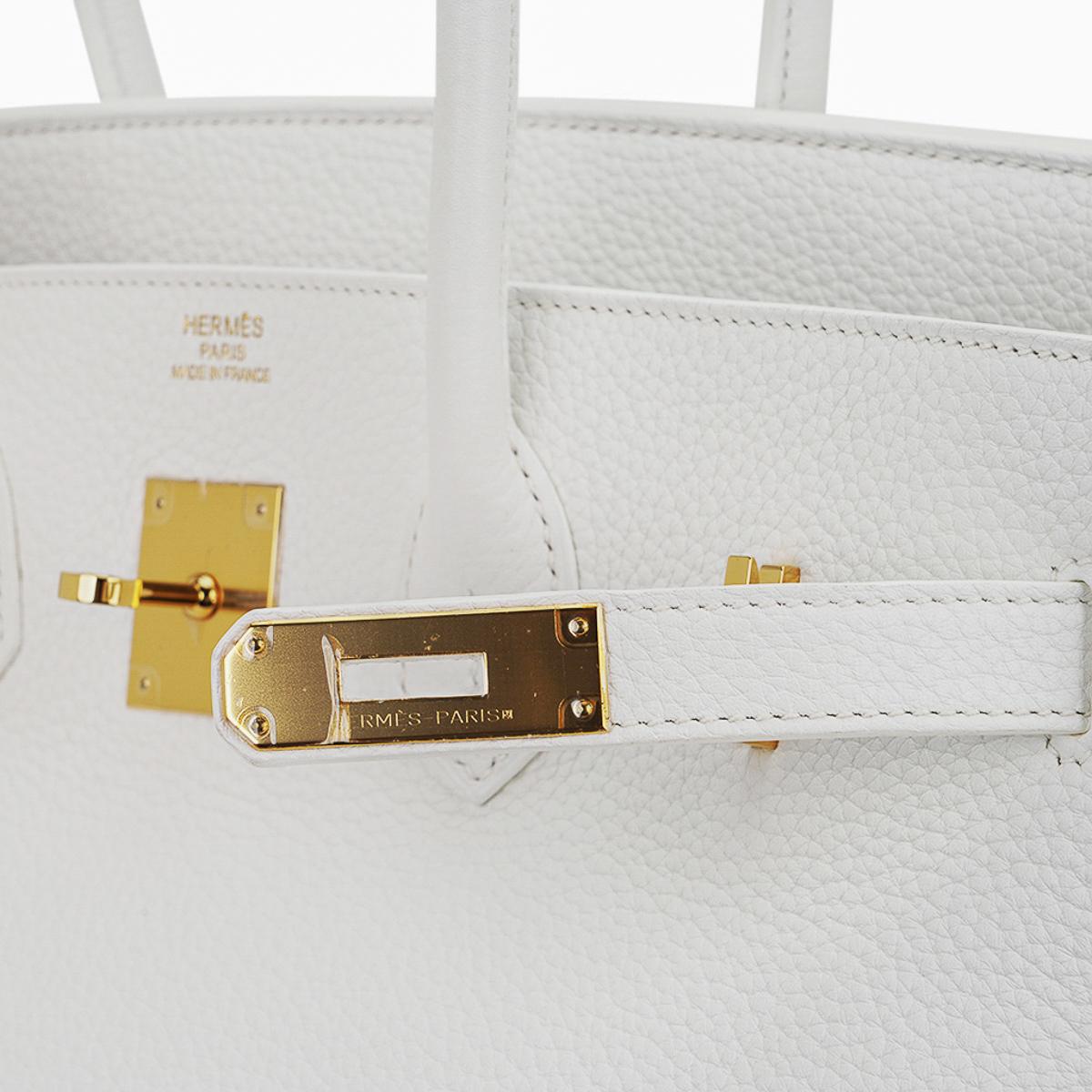 Hermes Birkin 35 White Bag Gold Hardware Clemence Leather Pour femmes en vente