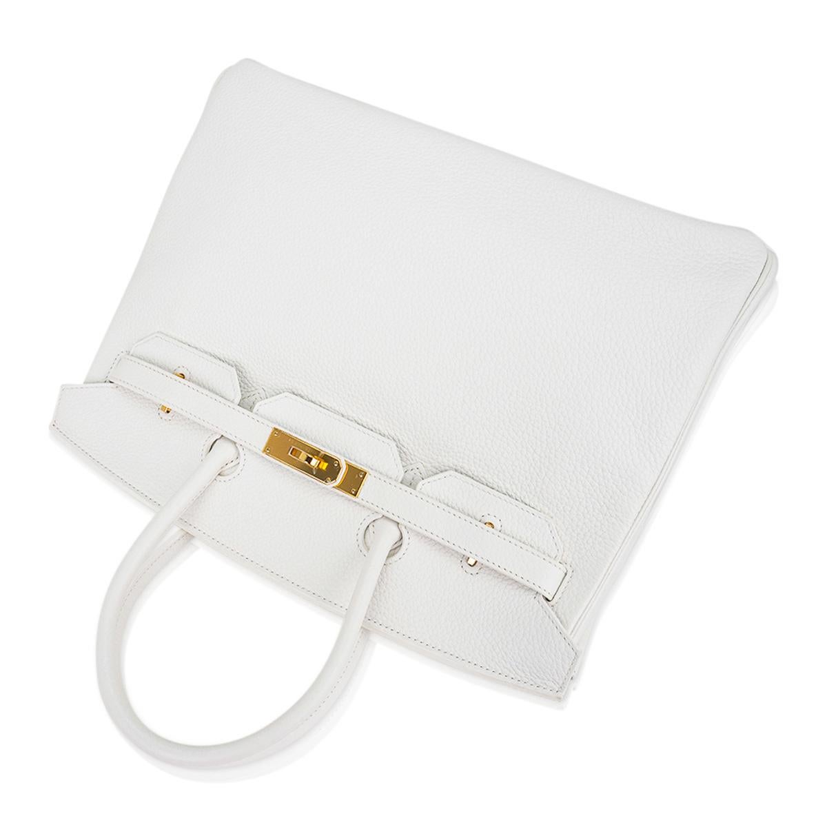 Hermes Birkin 35 White Bag Gold Hardware Clemence Leather en vente 1