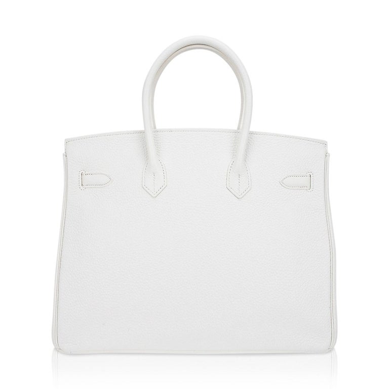 Hermes Club Birkin 35 White/gris Perle/sanguine Bag Auction
