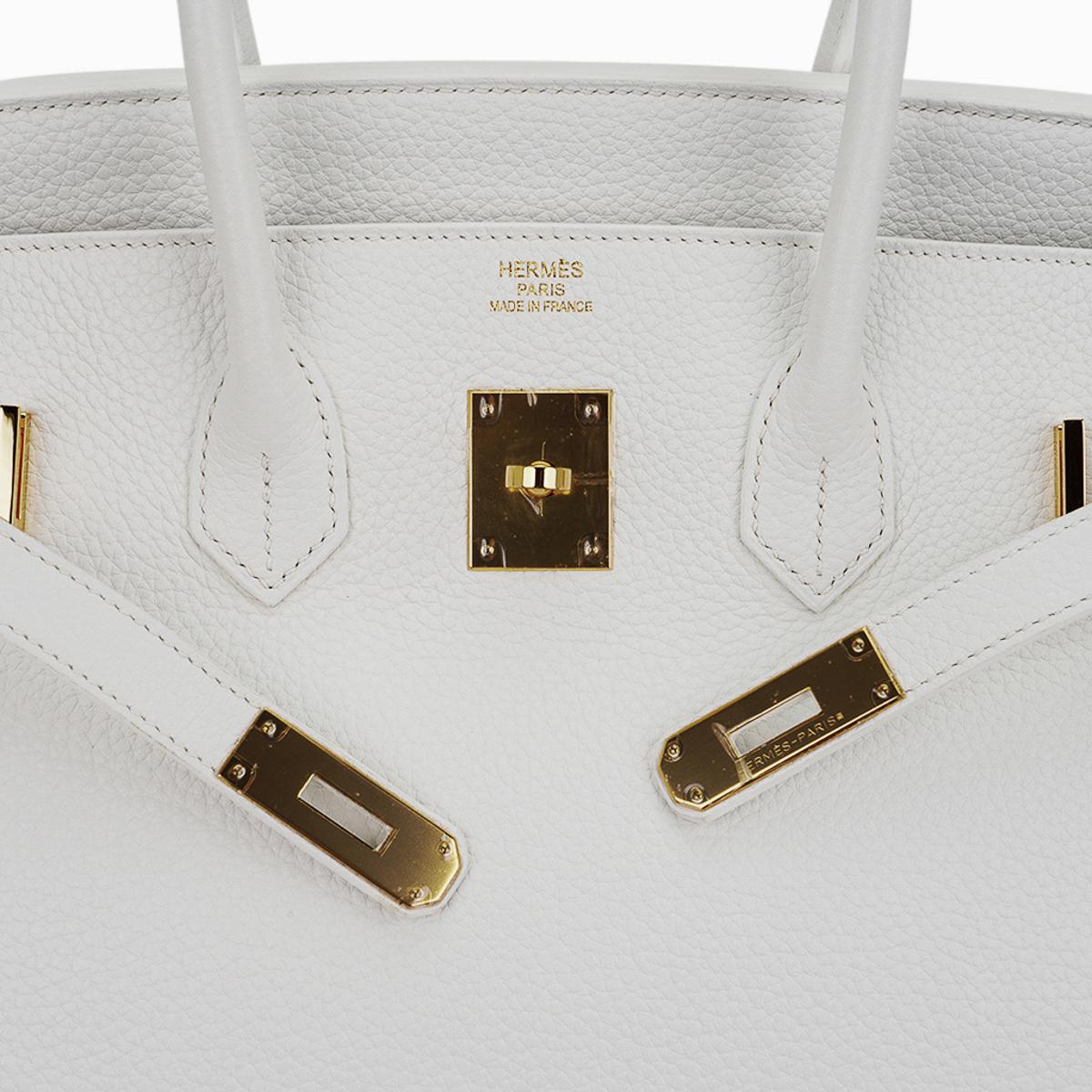 Hermes Birkin 35 White Bag Gold Hardware Clemence Leather en vente 3
