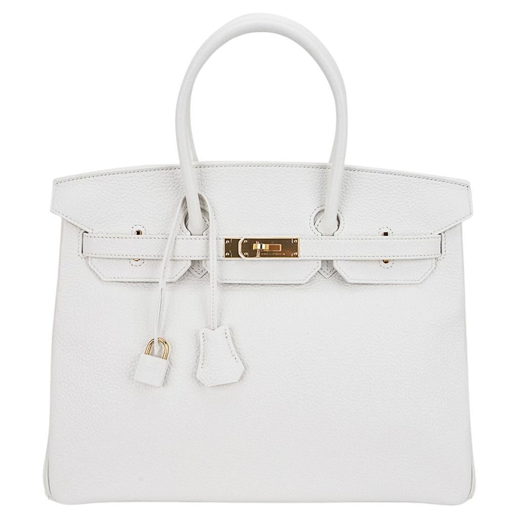 Hermes Kelly 25cm Special Order Craie and White Clemence Leather Gold  Hardware For Sale at 1stDibs