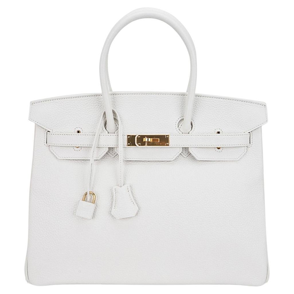 Hermes Birkin 35 White Bag Gold Hardware Clemence Leather