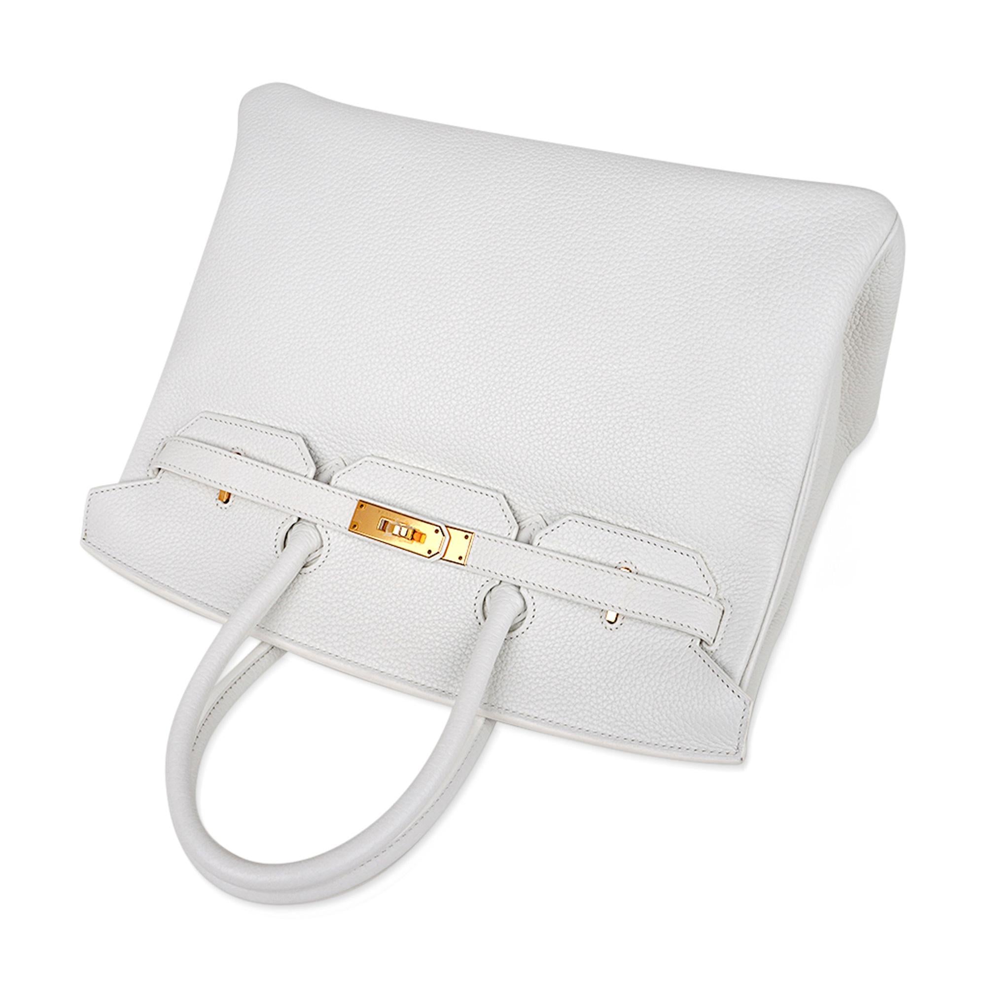 Women's Hermes Birkin 35 Bag White Gold Hardware Clemence Leather New