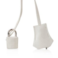 Hermes Birkin 35 Bag White Toile Canvas Swift Palladium