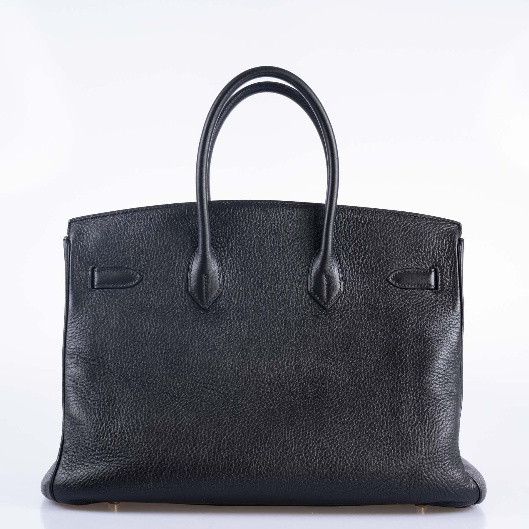 Hermès Birkin 35 Black Ardennes Gold Hardware For Sale 1