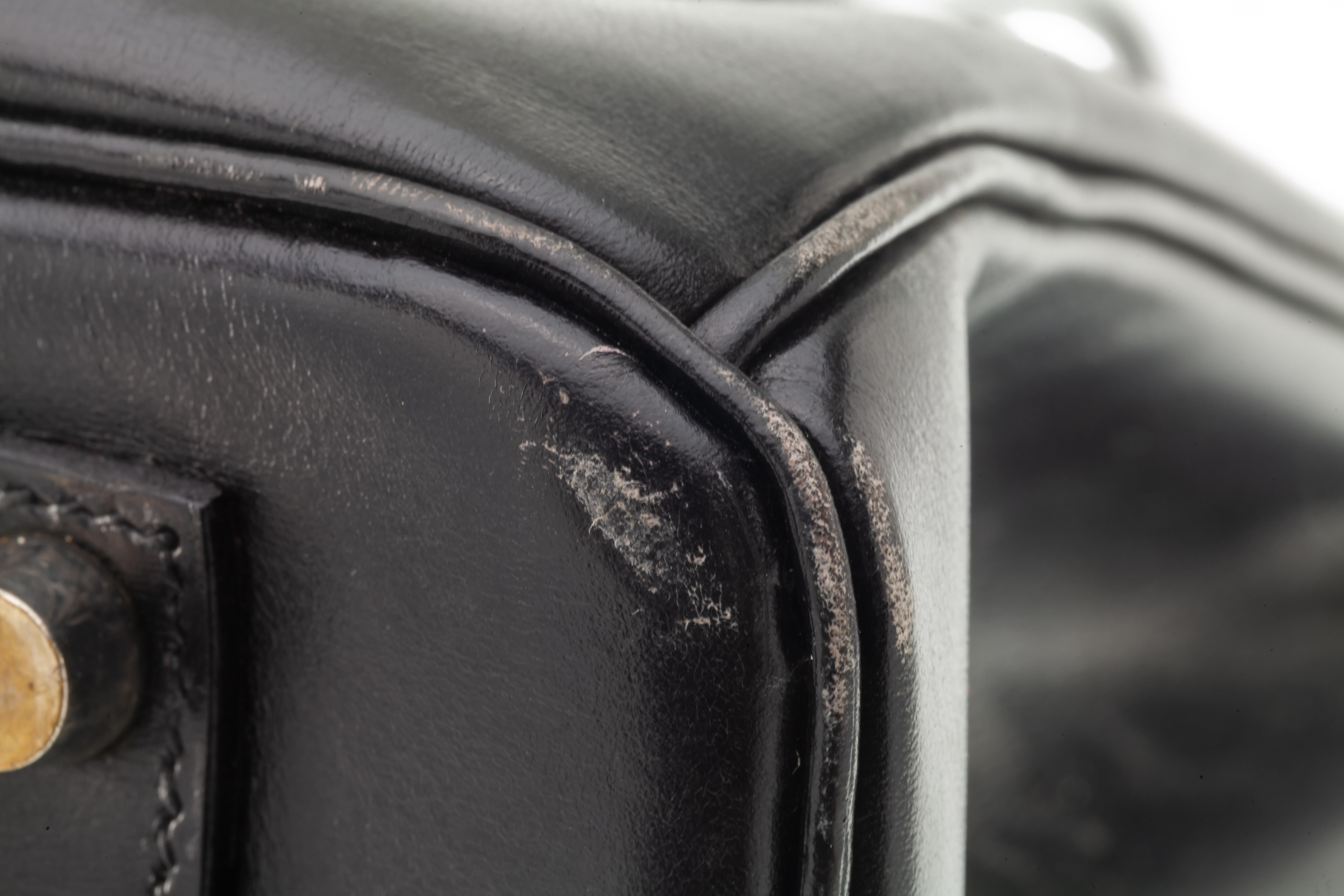 Hermès Birkin 35 Schwarze Box Leder Geldbörse 2000 mit Original Aufbewahrungsbeutel PHW 5