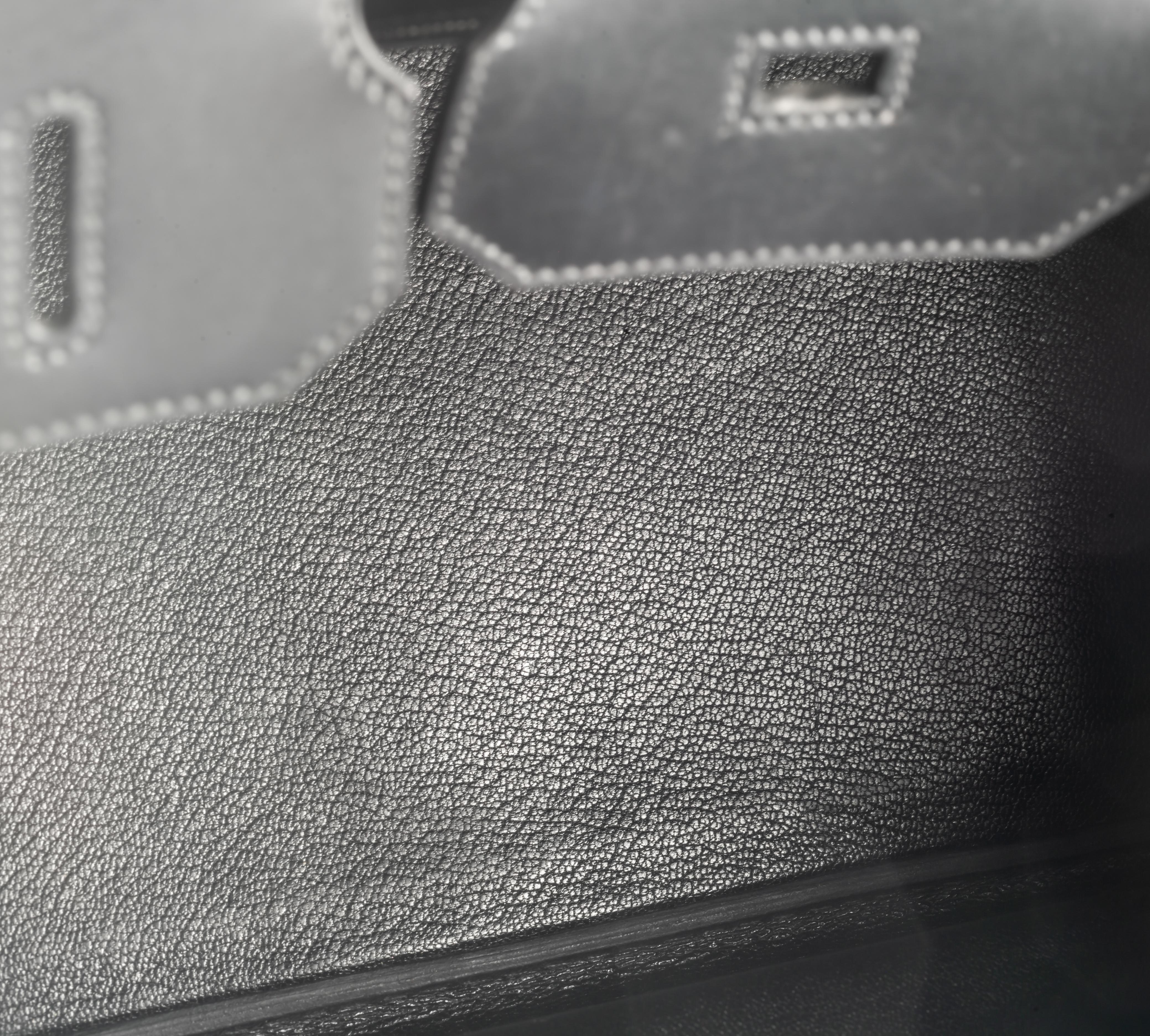 Hermès Birkin 35 Schwarze Box Leder Geldbörse 2000 mit Original Aufbewahrungsbeutel PHW 8