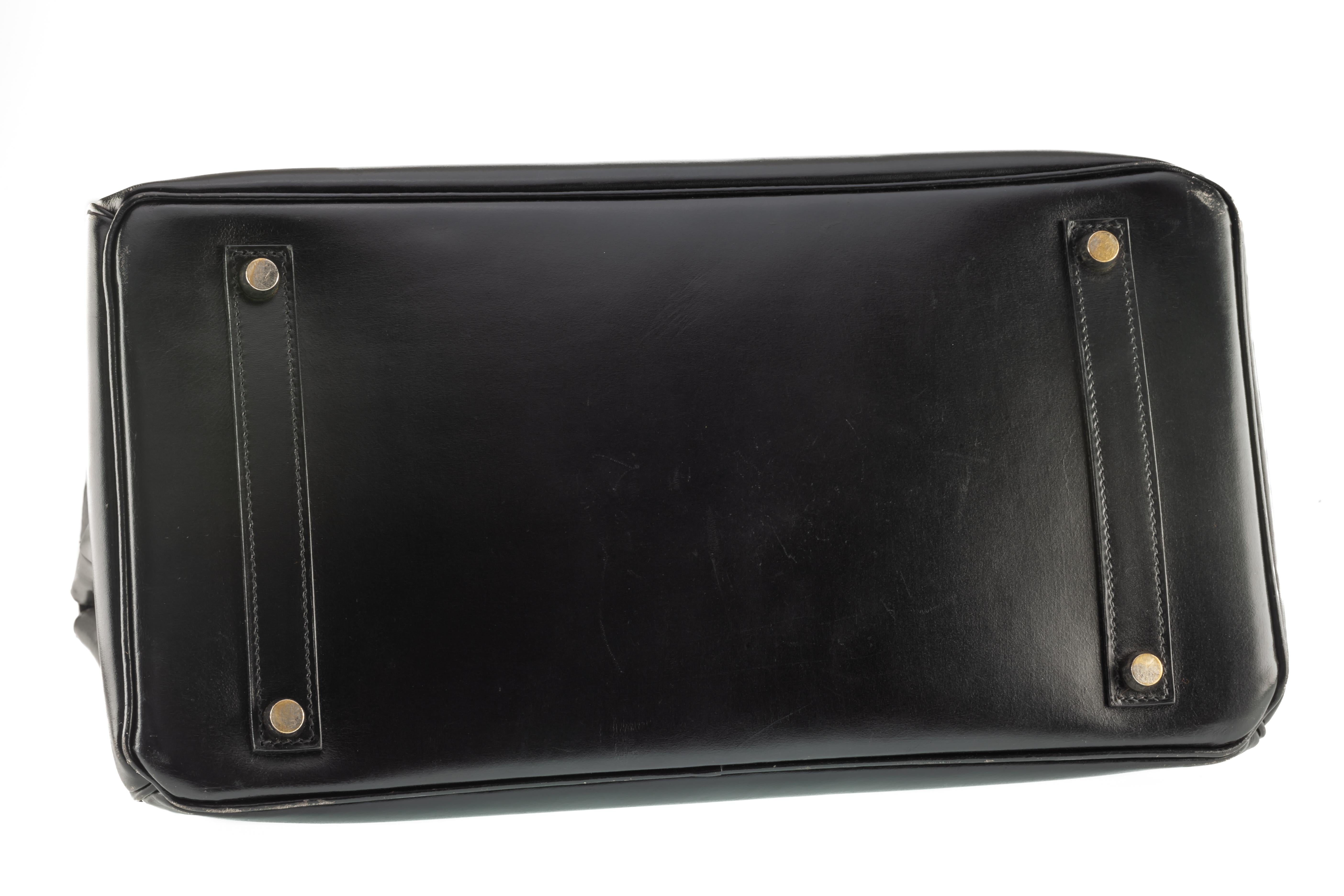Hermes Birkin 35 Black Box Leather Purse 2000 with Original Dust Bag PHW 1