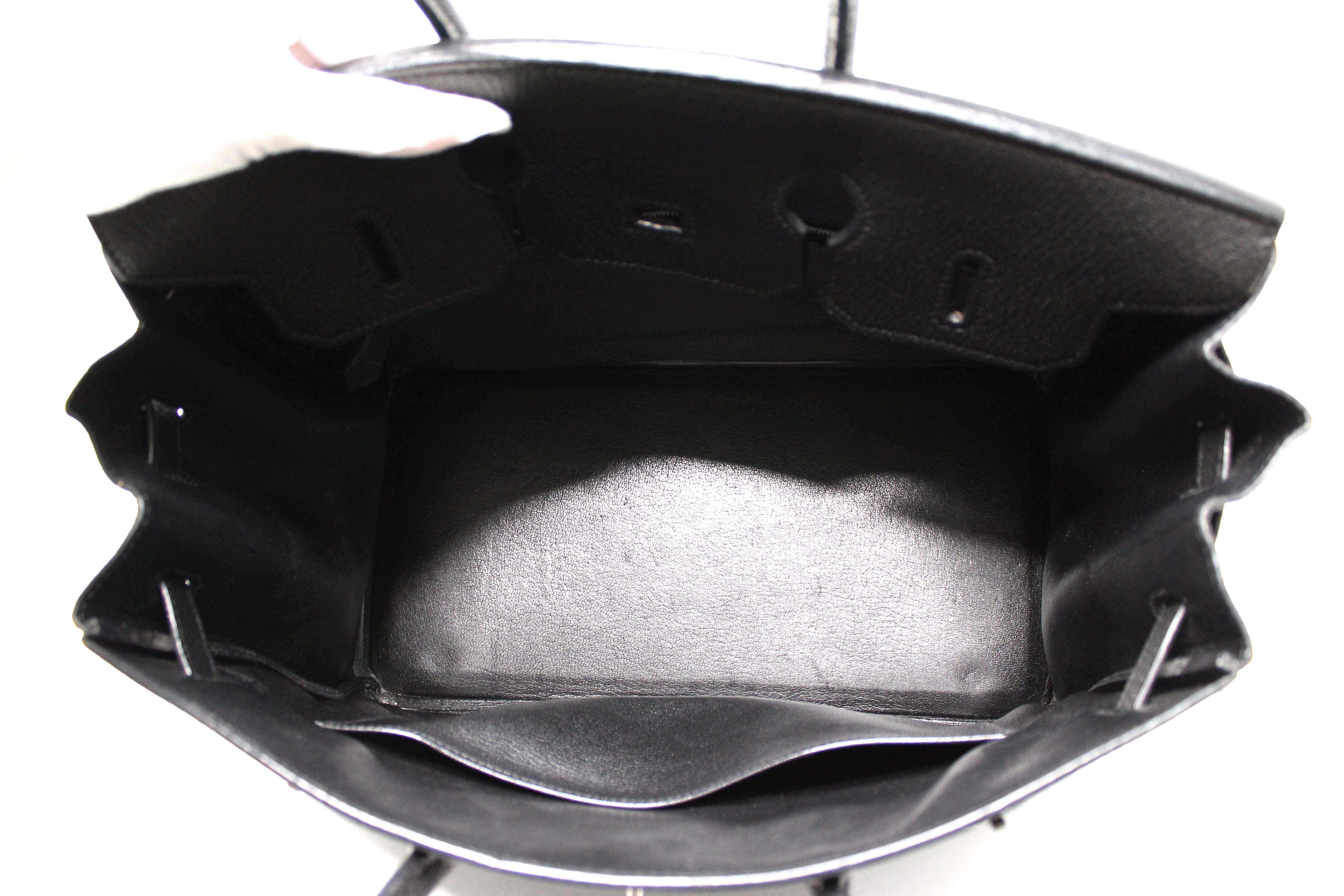 Hermes Birkin 35 Black Chèvre Coromandel Goatskin Handbag circa 2003 en vente 5