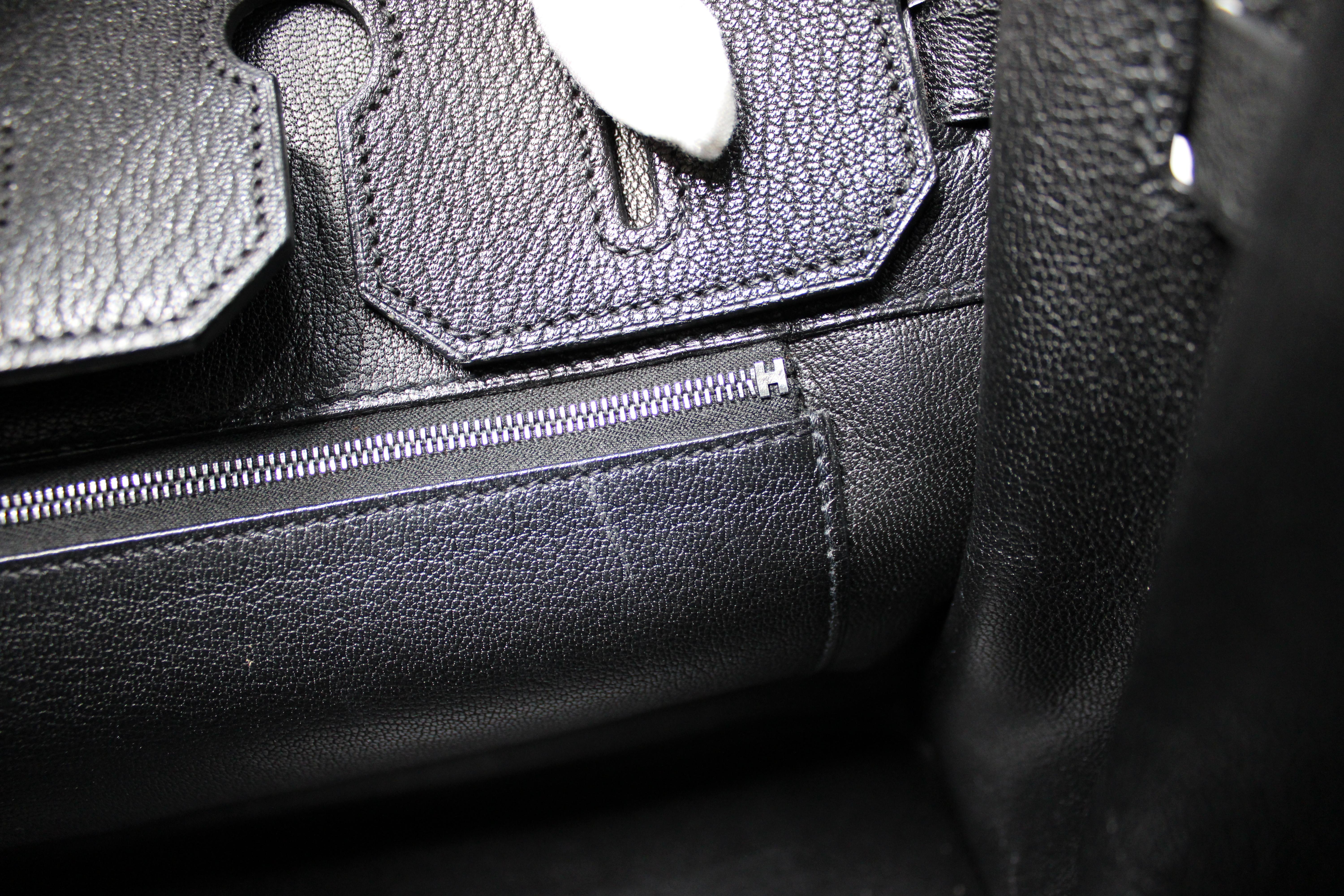 Hermes Birkin 35 Black Chèvre Coromandel Goatskin Handbag circa 2003 en vente 7