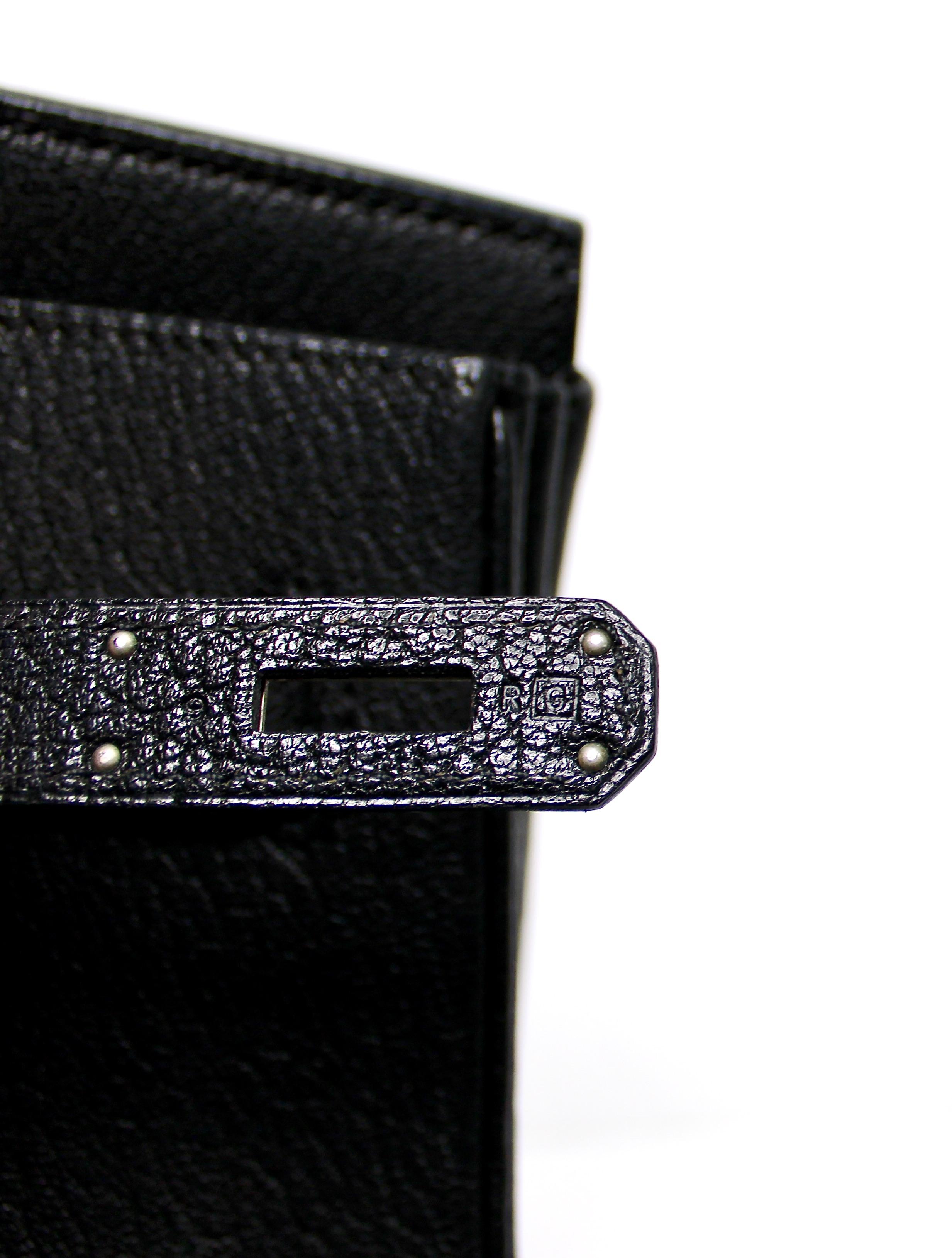 Hermes Birkin 35 Black Chèvre Coromandel Goatskin Handbag circa 2003 en vente 3