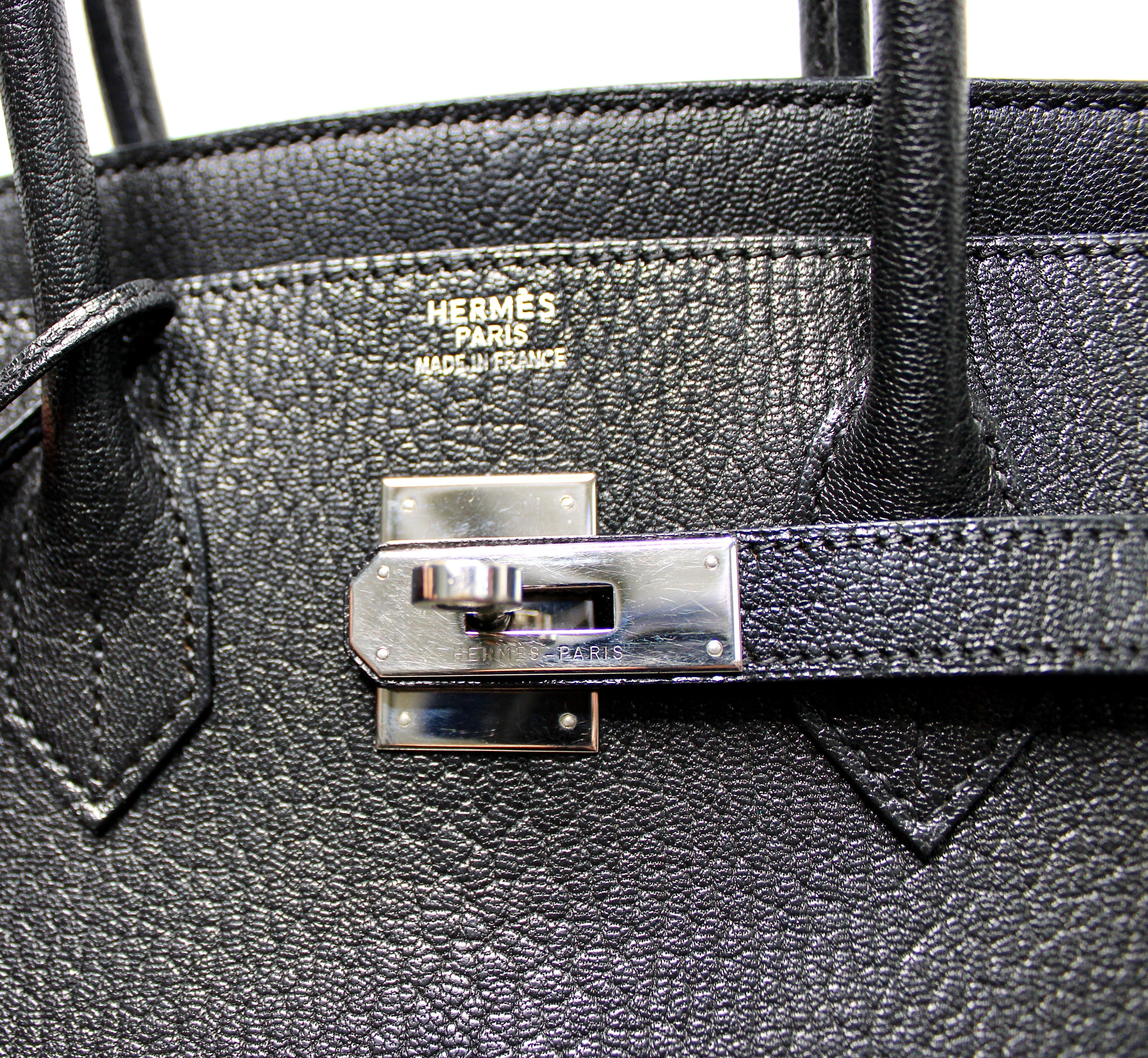 Hermes Birkin 35 Black Chèvre Coromandel Goatskin Handbag circa 2003 en vente 4