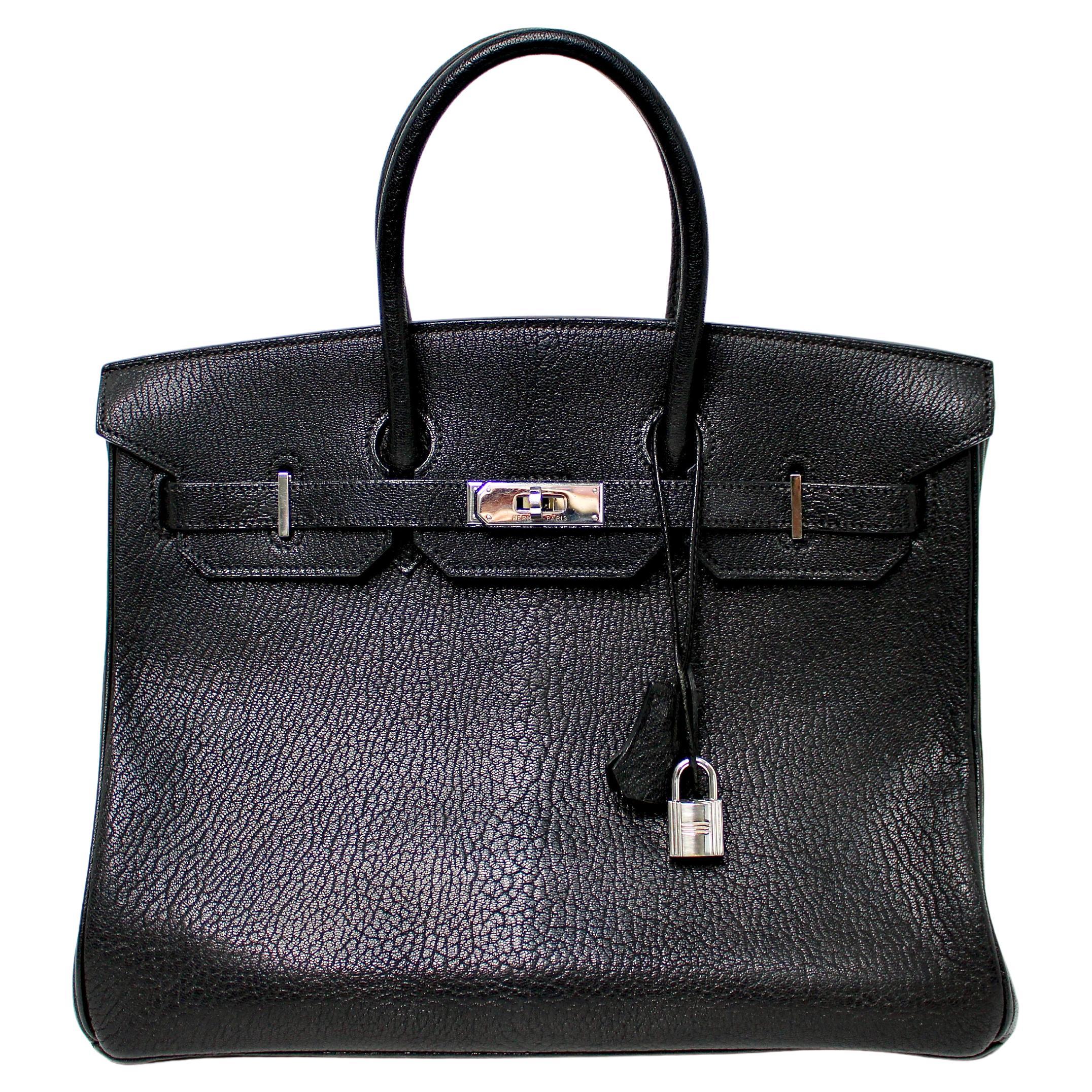 Hermes Birkin 35 Black Chèvre Coromandel Goatskin Handbag circa 2003 en vente