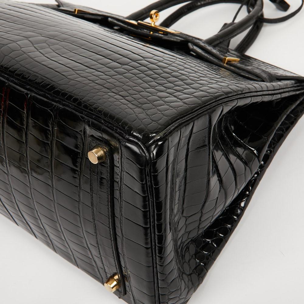 Hermes Birkin 35 Black Porosus Crocodile Bag with Gold Hardware 1
