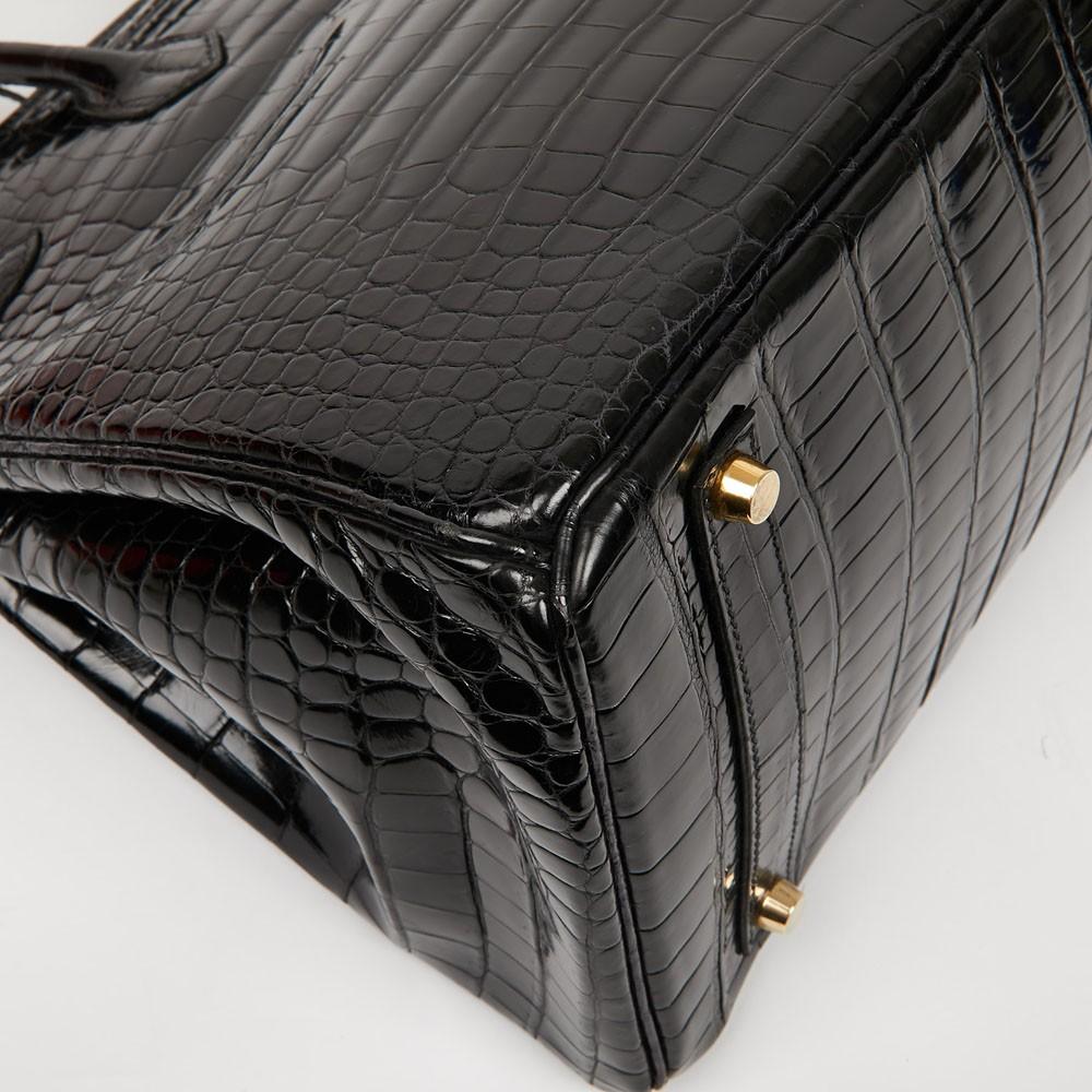 Hermes Birkin 35 Black Porosus Crocodile Bag with Gold Hardware 2