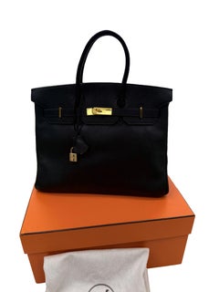 Hermès Birkin 35 Black De Coromandel Chevre Leather With Gold Hardware