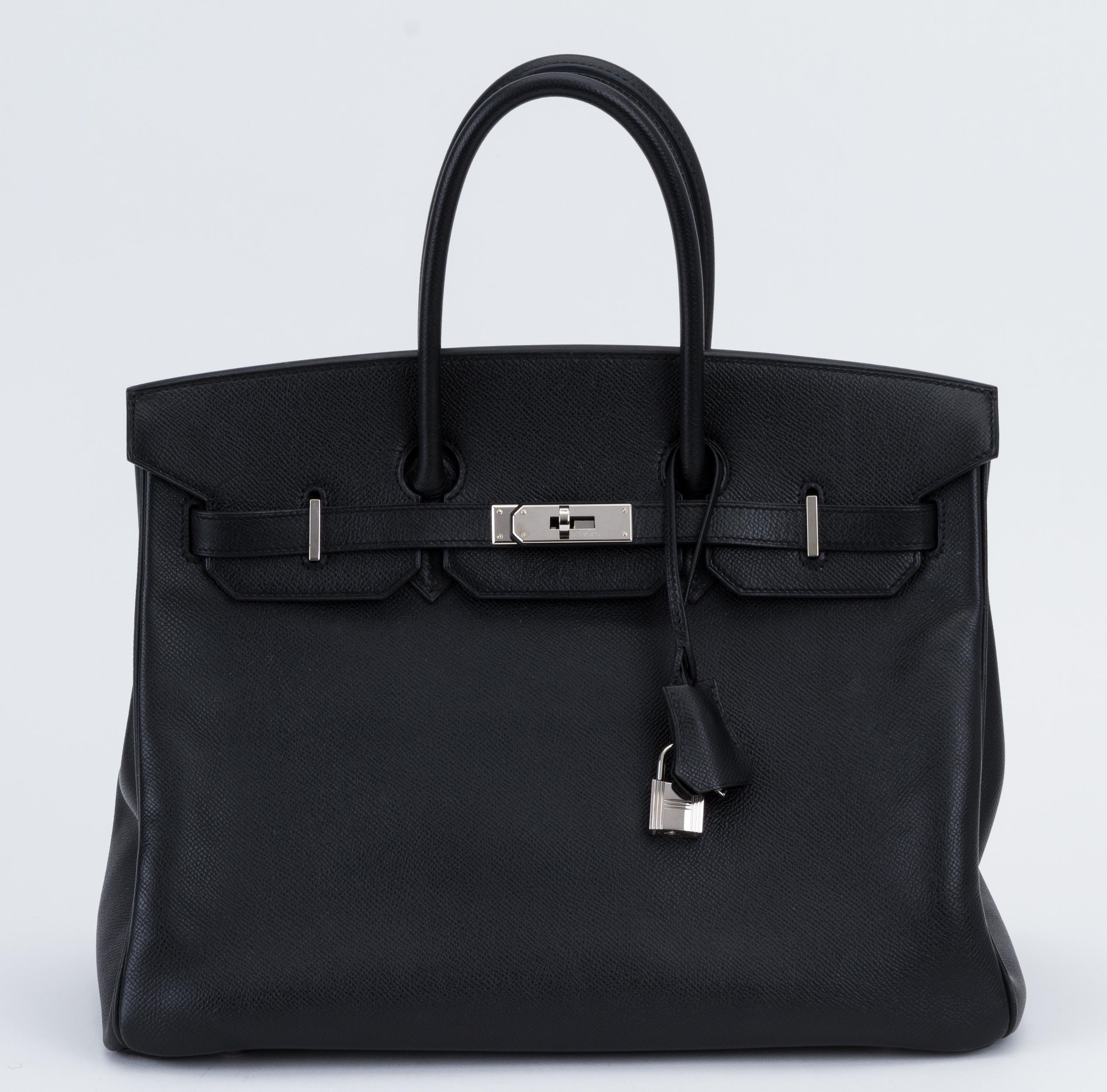 Hermes Birkin 35 Black Epsom Palladium In Excellent Condition In West Hollywood, CA