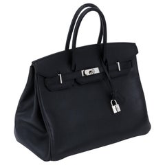 HERMES BIRKIN 35 Bag PLOMB Off Black Togo Rare Colour Palladium at 1stDibs