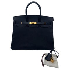 Hermes Birkin 35 Black Epsonm Leather Gold Hardware Stamp X 2016