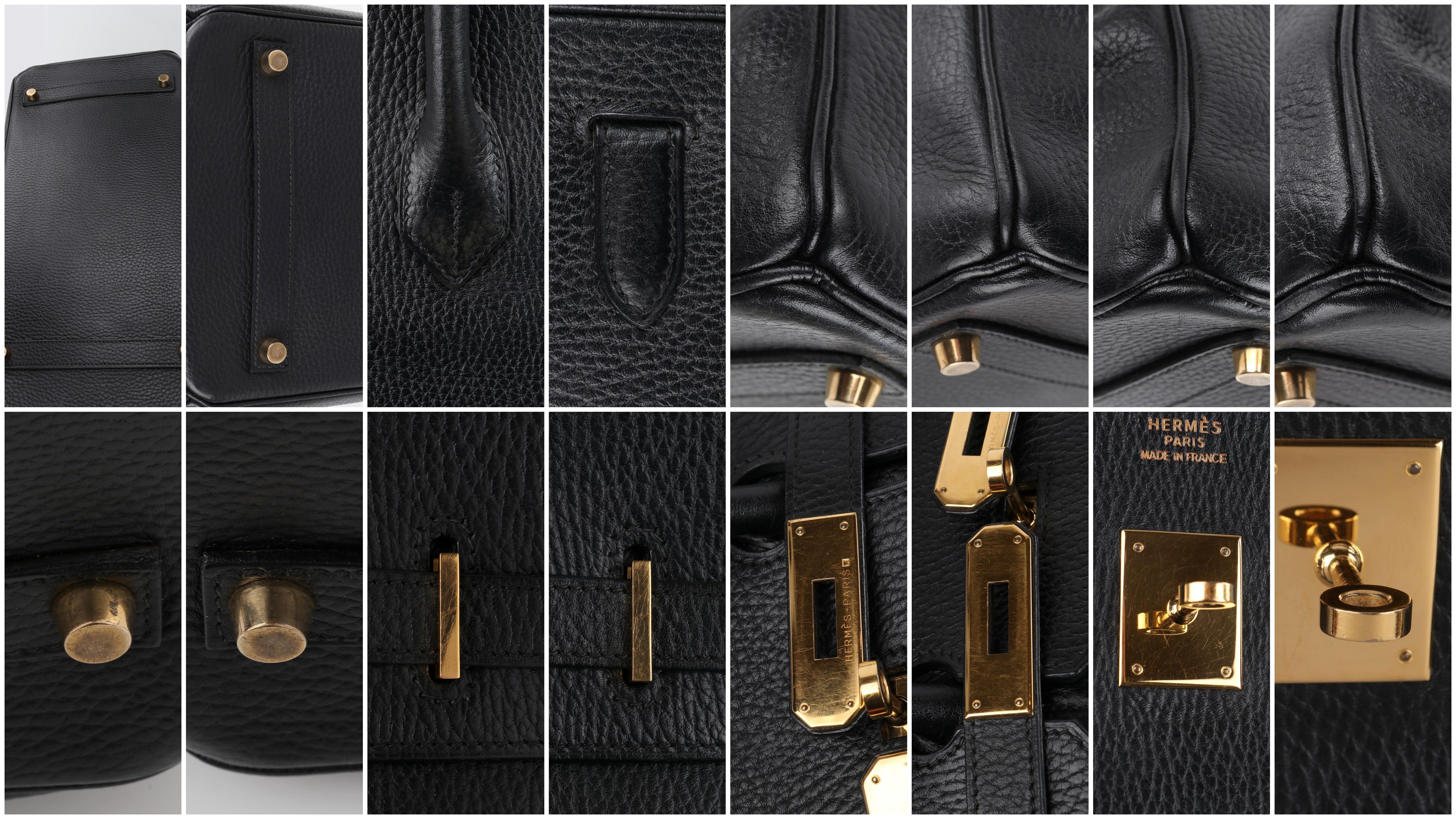 HERMES Birkin 35 Schwarz Fjord Leder Gold Hardware Twist Lock Top Handle Handtasche 6