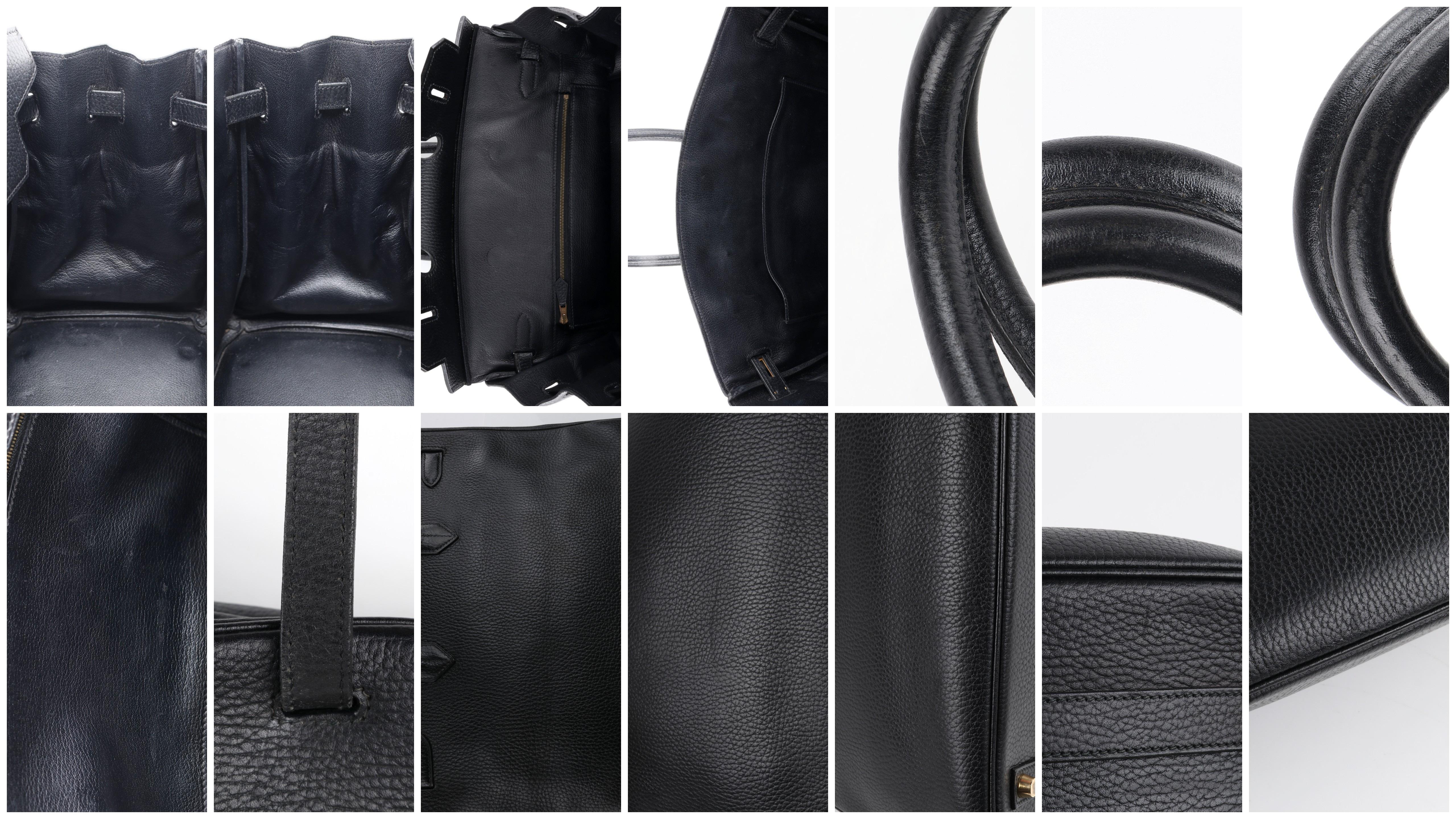 HERMES Birkin 35 Black Fjord Leather Gold Hardware Twist Lock Top Handle Handbag 4