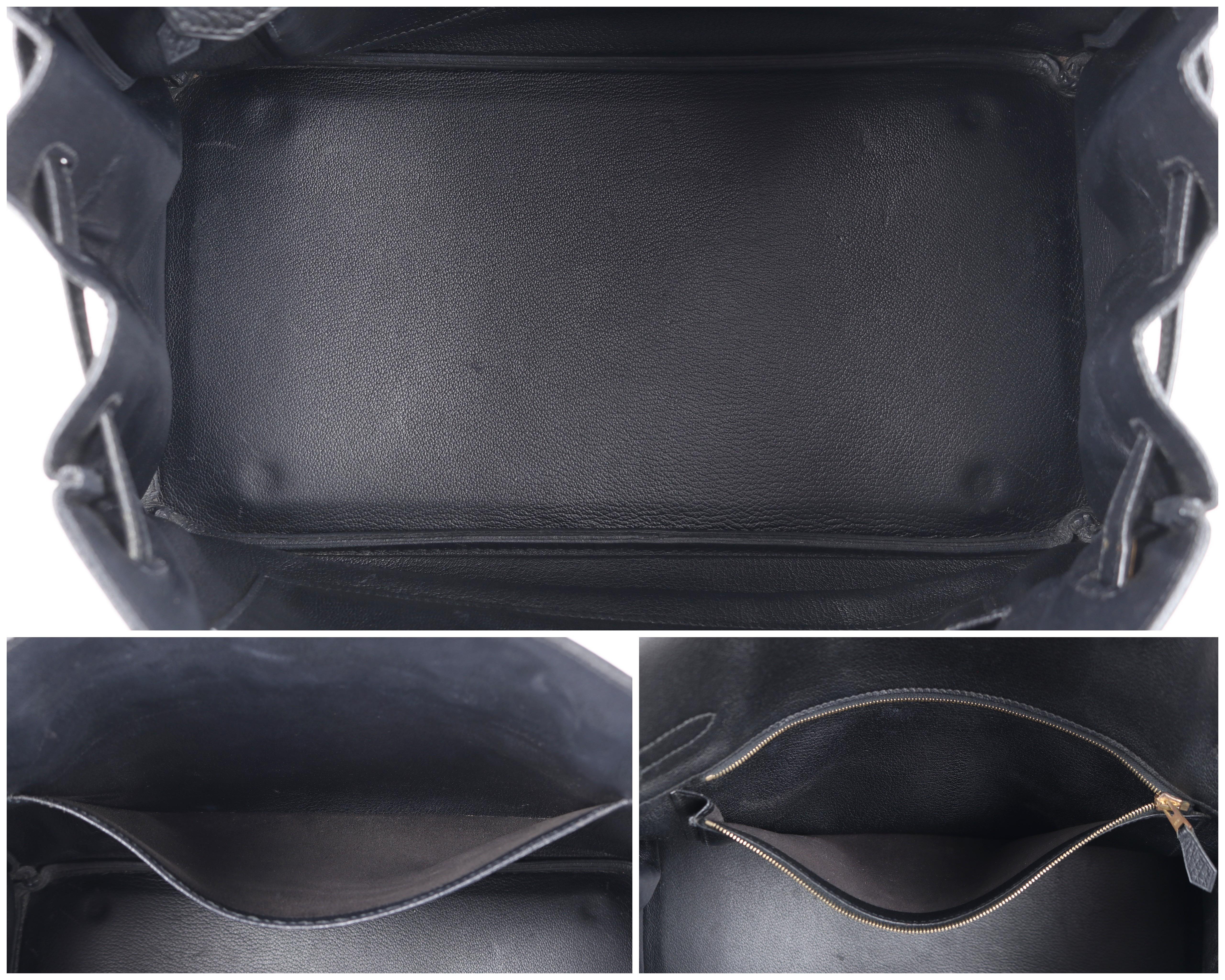 HERMES Birkin 35 Black Fjord Leather Gold Hardware Twist Lock Top Handle Handbag 1
