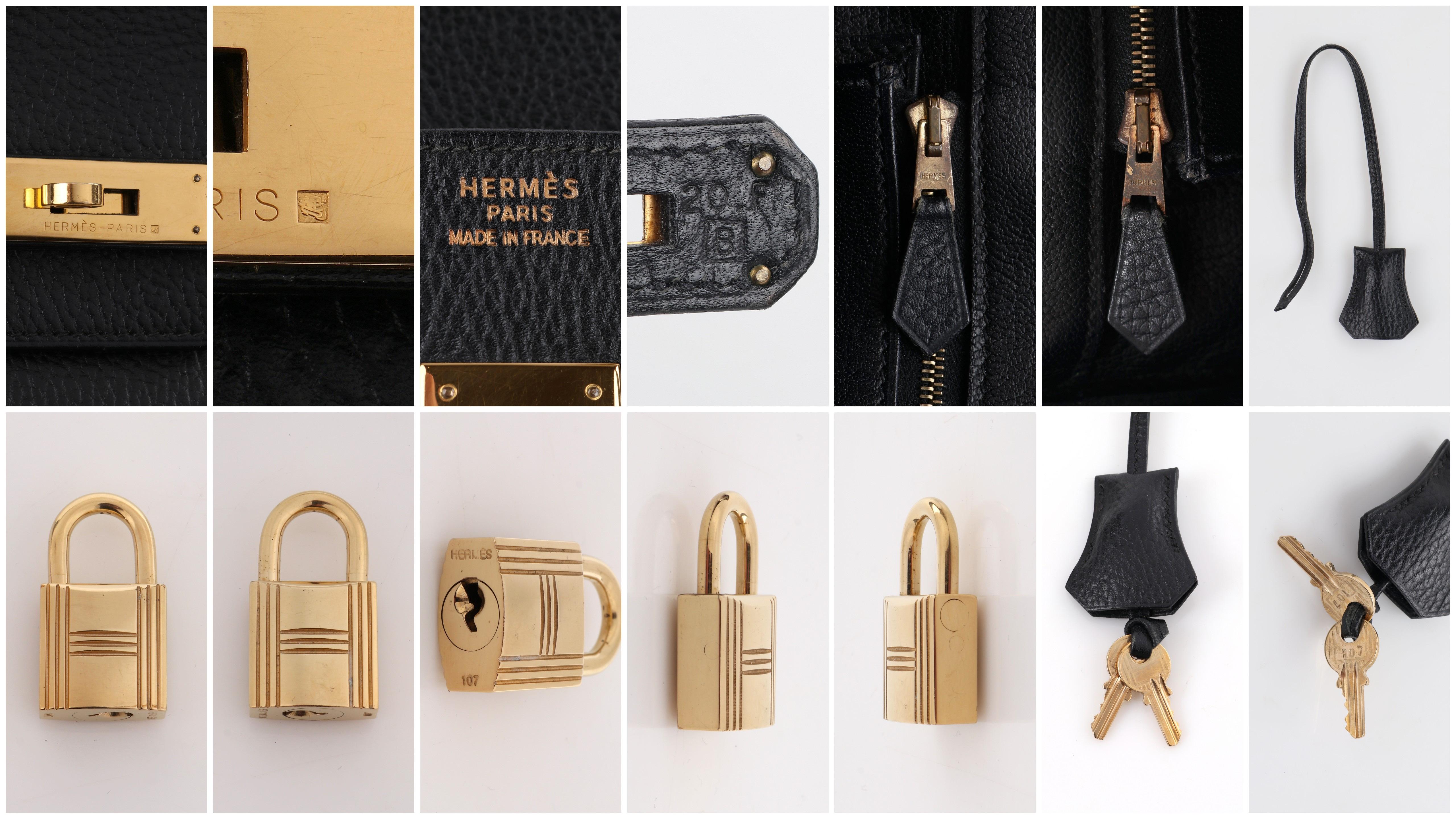 HERMES Birkin 35 Black Fjord Leather Gold Hardware Twist Lock Top Handle Handbag 2