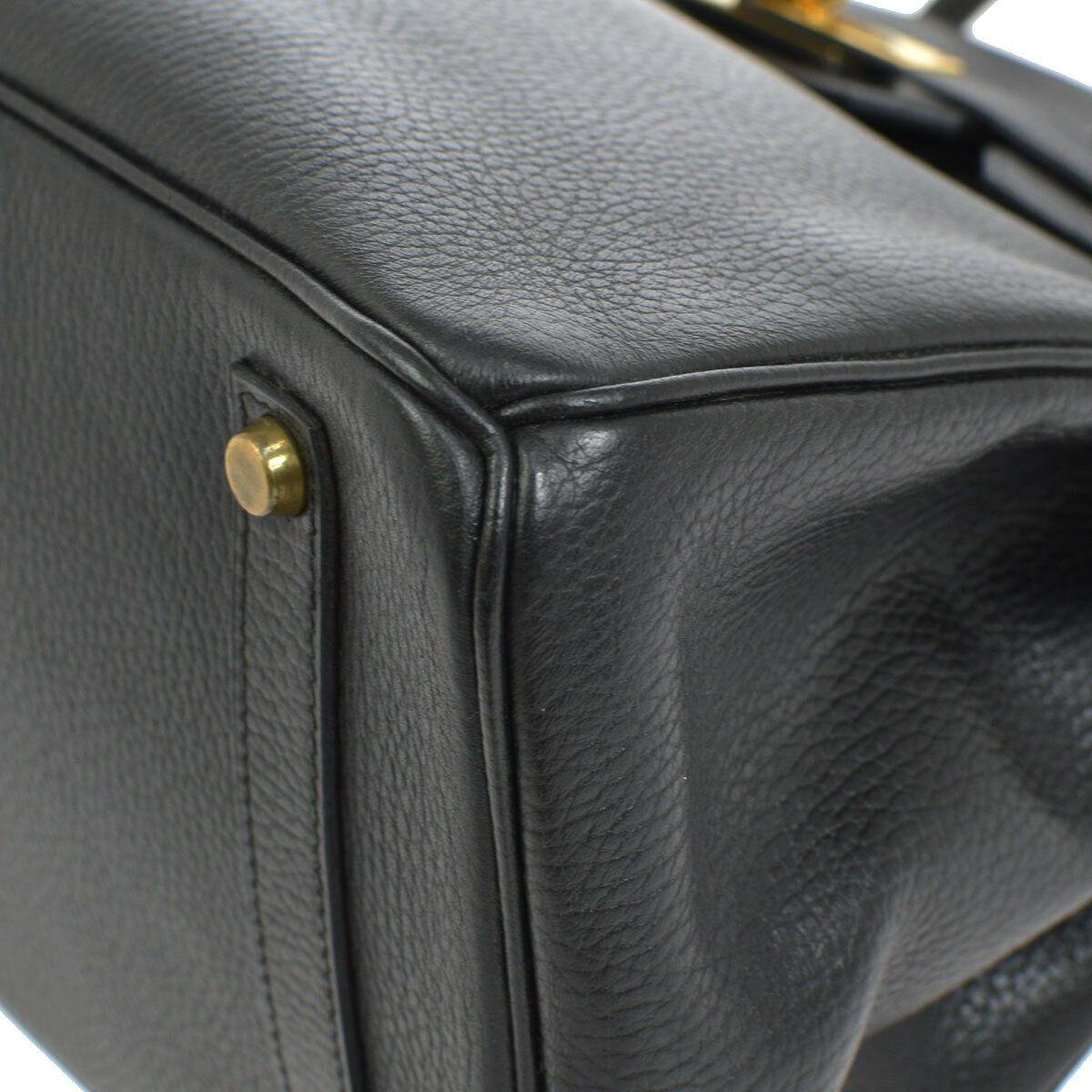 Hermes Birkin 35 Black Leather Gold Top Handle Satchel Travel Bag 2