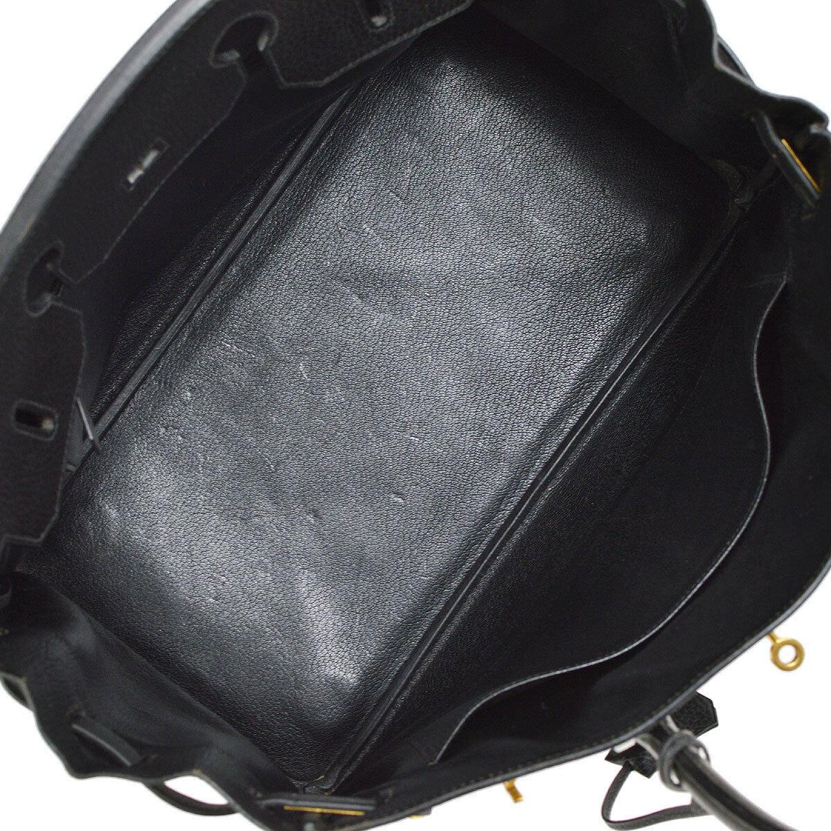Hermes Birkin 35 Black Leather Gold Top Handle Satchel Travel Bag 3