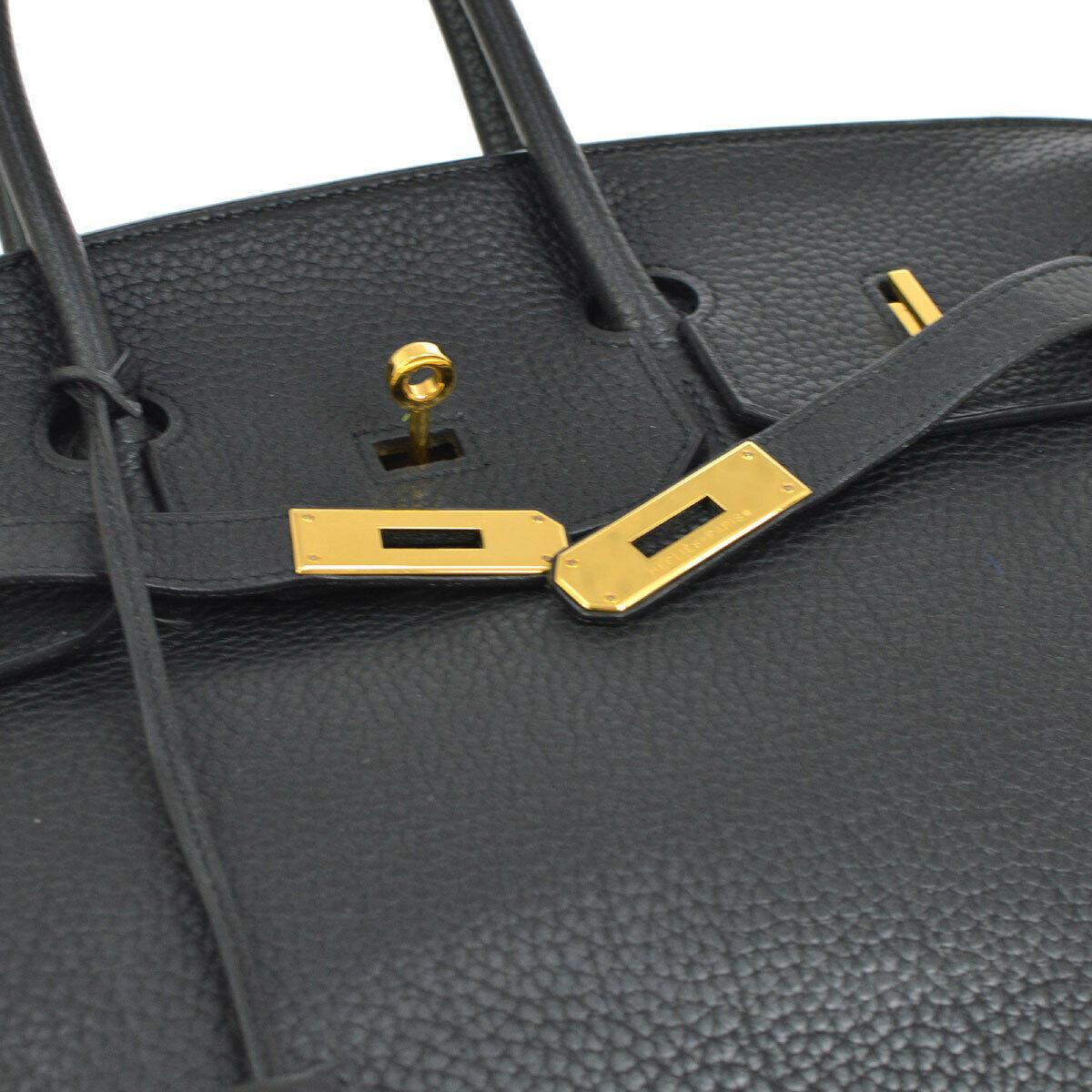 Hermes Birkin 35 Black Leather Gold Travel Carryall Top Handle Satchel Tote In Good Condition In Chicago, IL