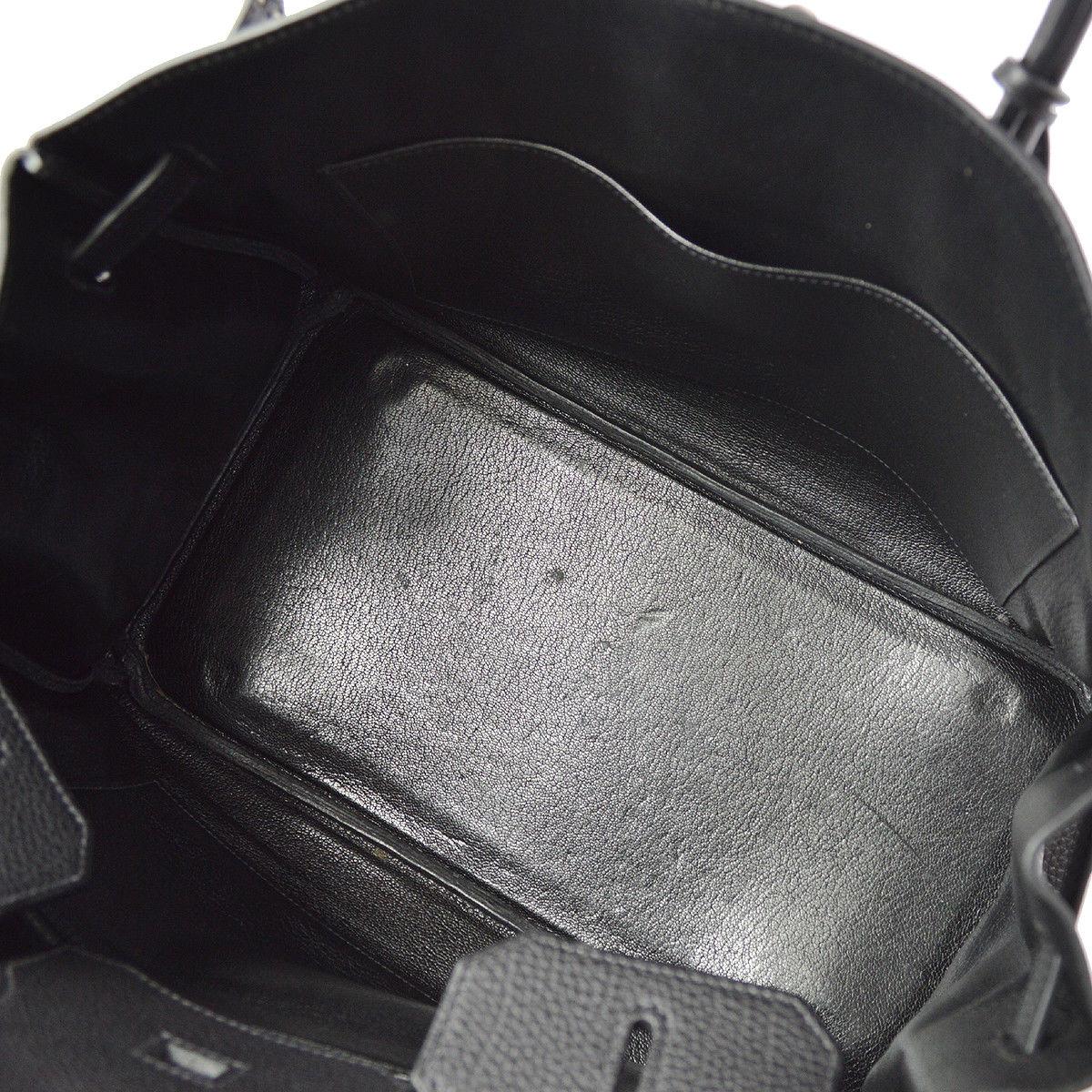 Hermes Birkin 35 Black Leather Palladium Top Handle Satchel Travel Bag in Box 4