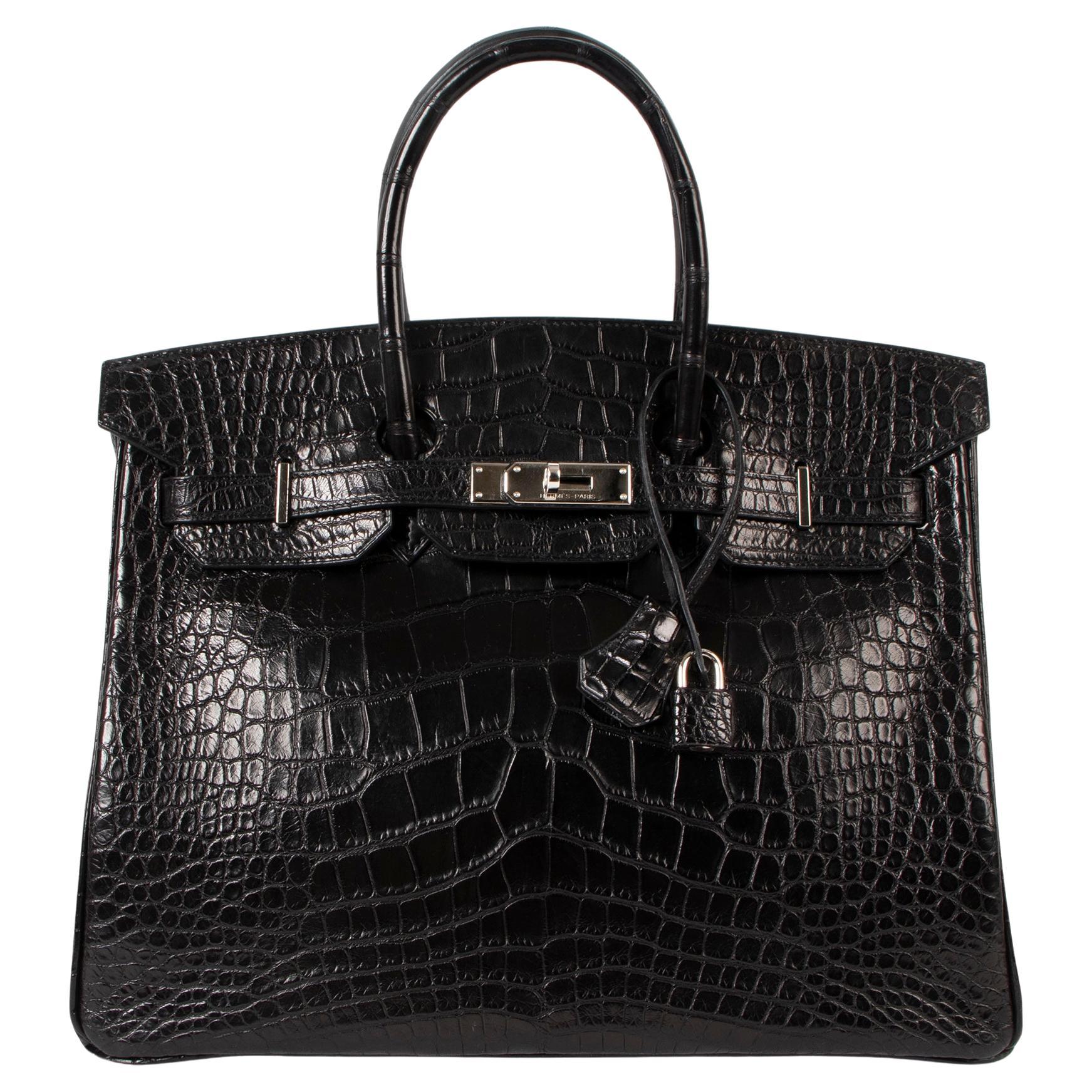 Hermès Birkin 35 Black Matte Alligator PHW
