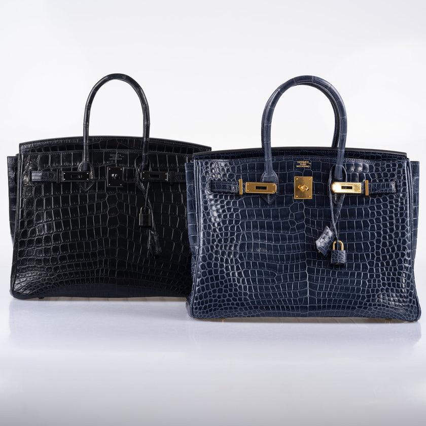 Hermès Birkin 35 Black Matte Niloticus Crocodile PVD Black Hardware Bag For Sale 11