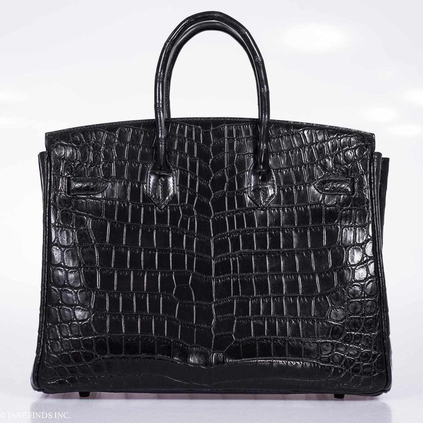 Hermès Birkin 35 Black Matte Niloticus Crocodile PVD Black Hardware Bag For Sale 3