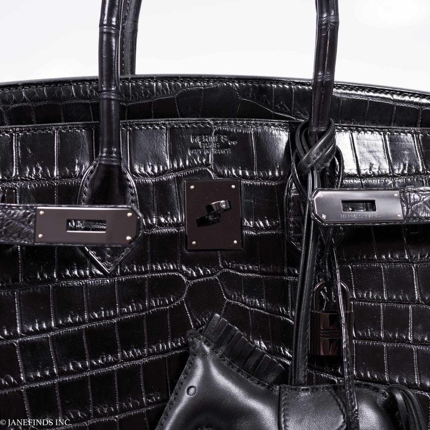 Hermès Birkin 35 Black Matte Niloticus Crocodile PVD Black Hardware Bag For Sale 4