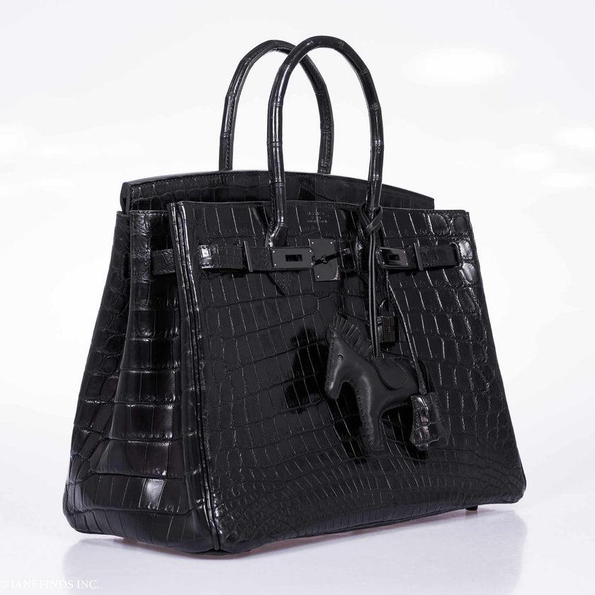 Hermès Birkin 35 Black Matte Niloticus Crocodile PVD Black Hardware Bag For Sale 5