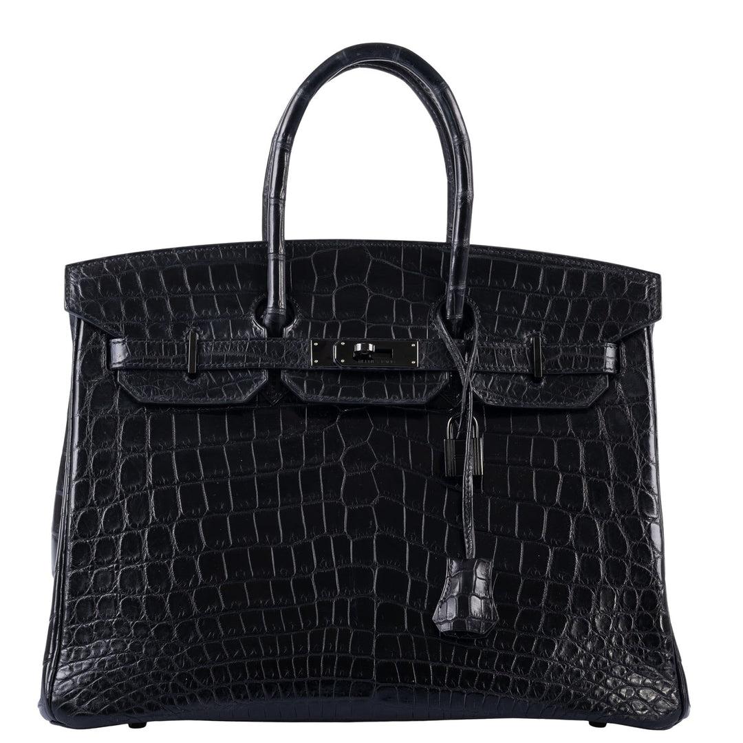 Hermès Birkin 35 Black Matte Niloticus Crocodile PVD Black Hardware Bag For Sale