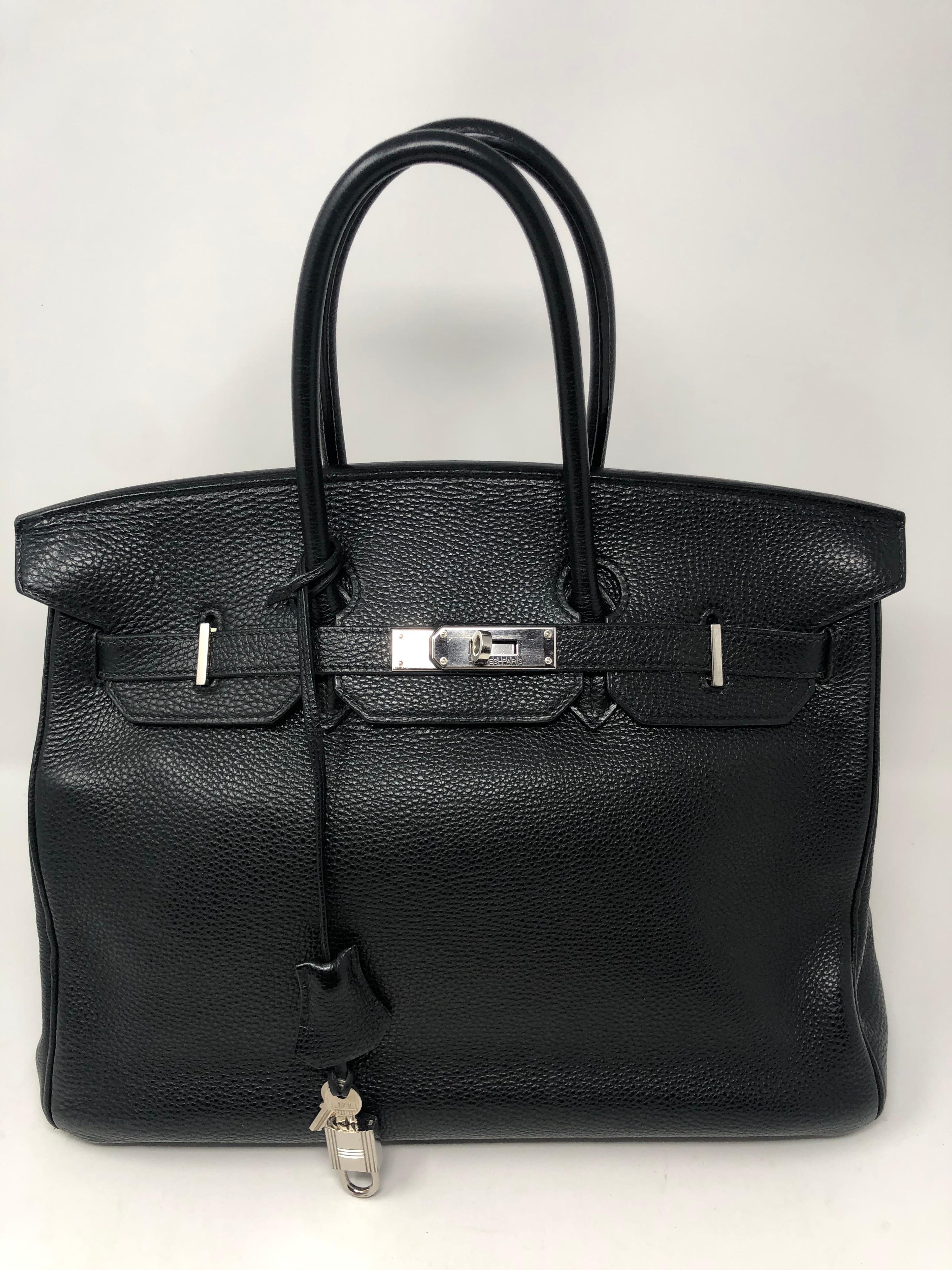 Hermes Birkin 35 Black with Palladium Hardware. Togo leather from 2006. Classic black color. 13.4