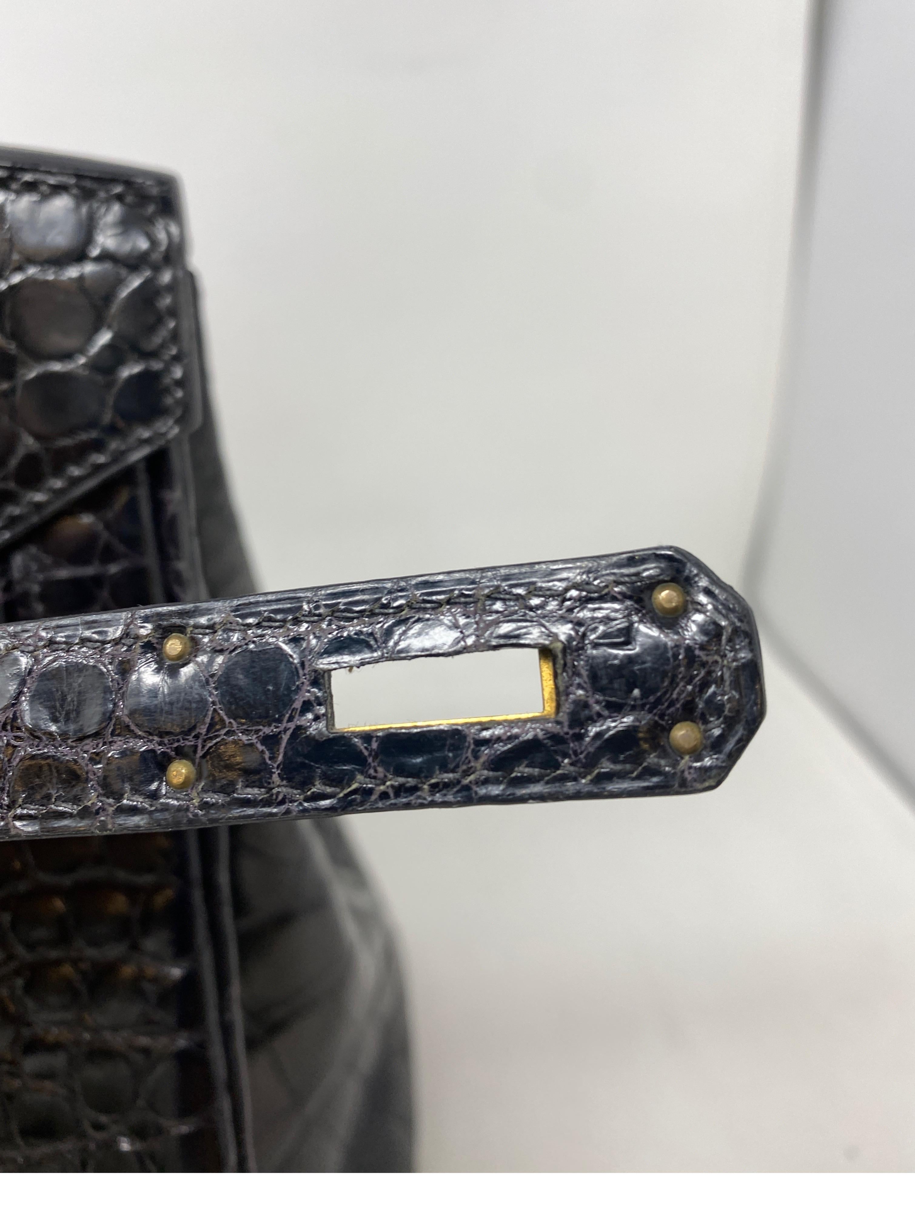 Hermes Birkin 35 Black Porosus Crocodile Bag 3