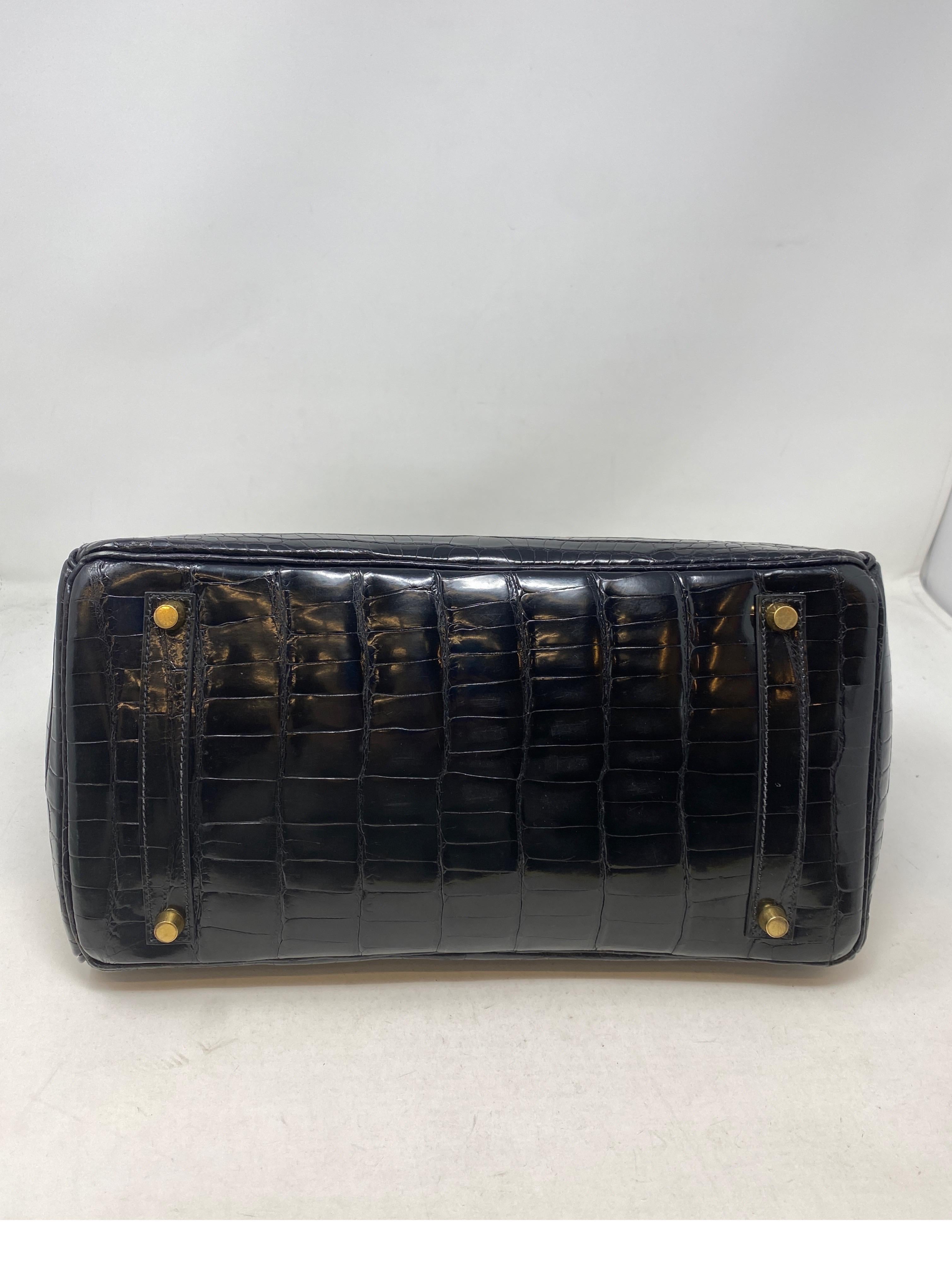 Women's or Men's Hermes Birkin 35 Black Porosus Crocodile Bag