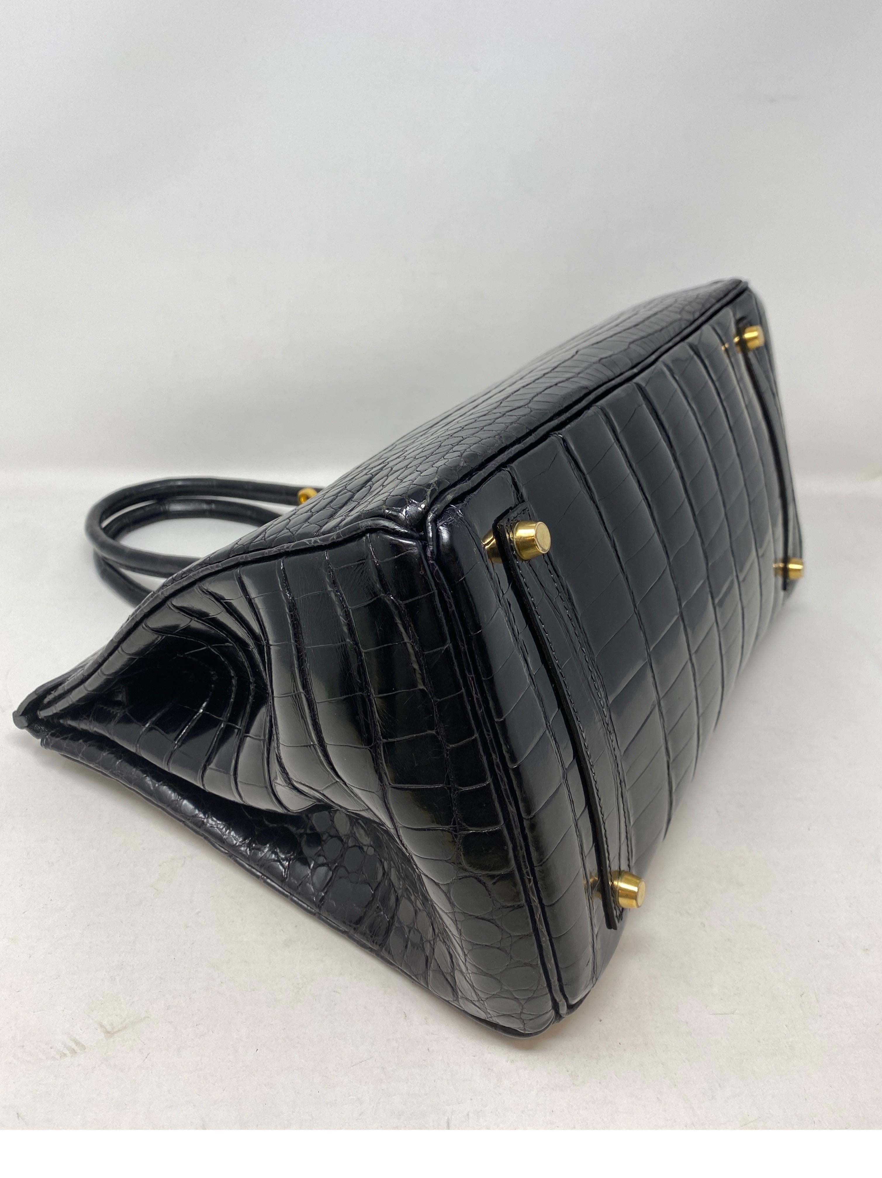 Hermes Birkin 35 Black Porosus Crocodile Bag 1