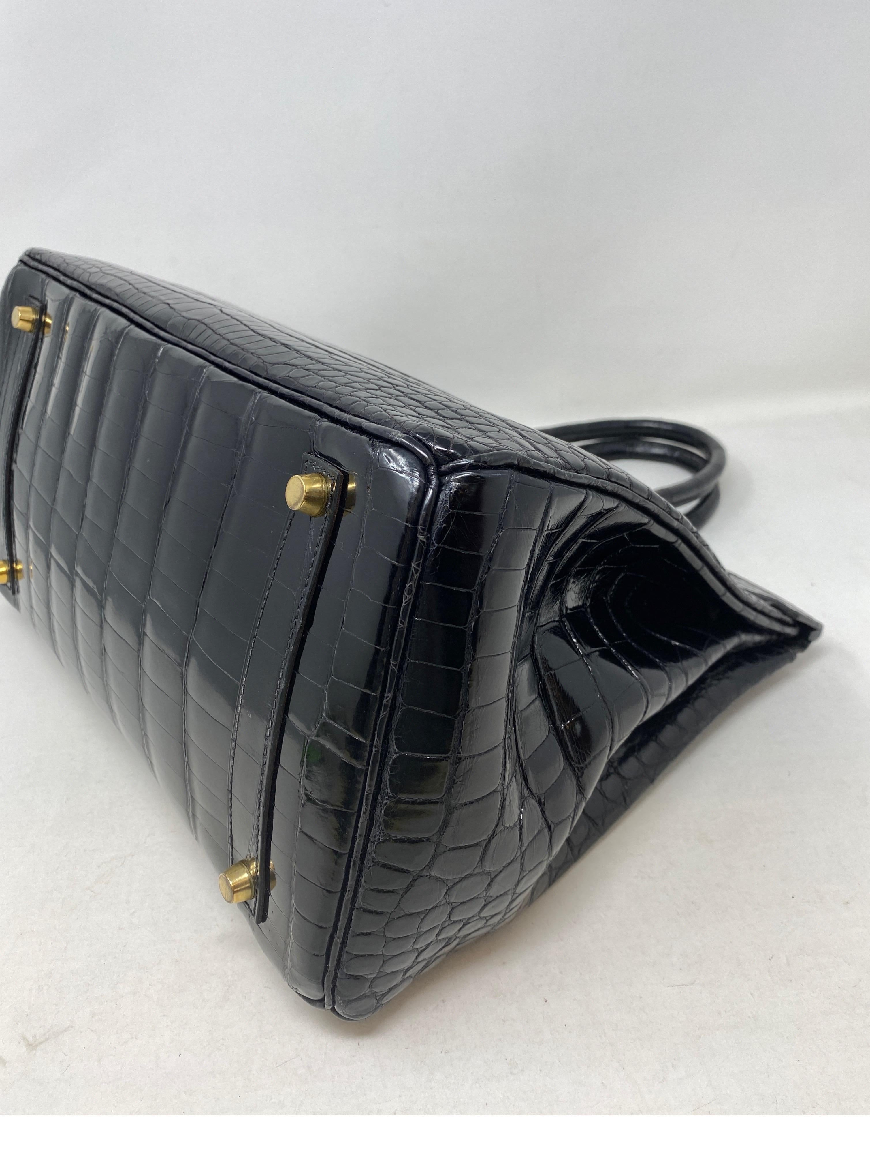 Hermes Birkin 35 Black Porosus Crocodile Bag 2