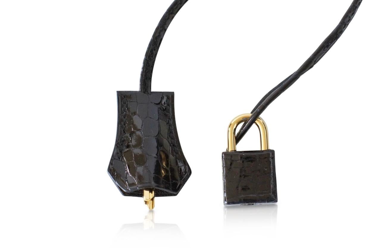 Hermes Birkin 35 Bag Black Porosus Crocodile Gold Hardware  In New Condition In Miami, FL