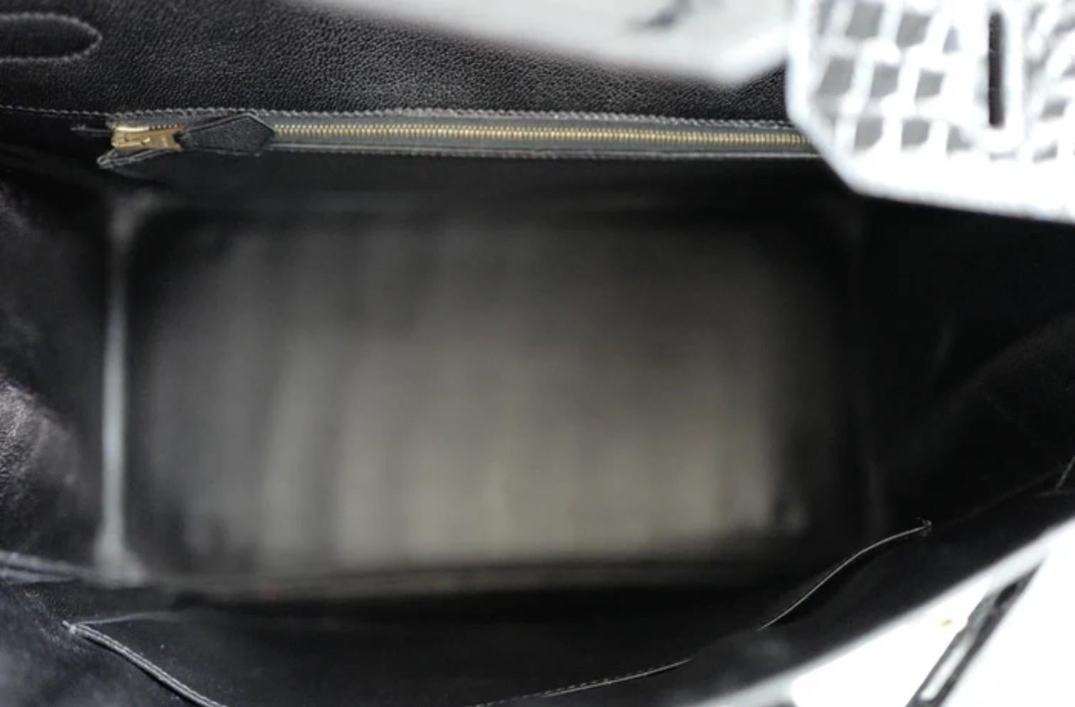 Hermès Birkin 35 Noir Crocodile Porosus brillant Or HW #D Preowned Condition en vente 6