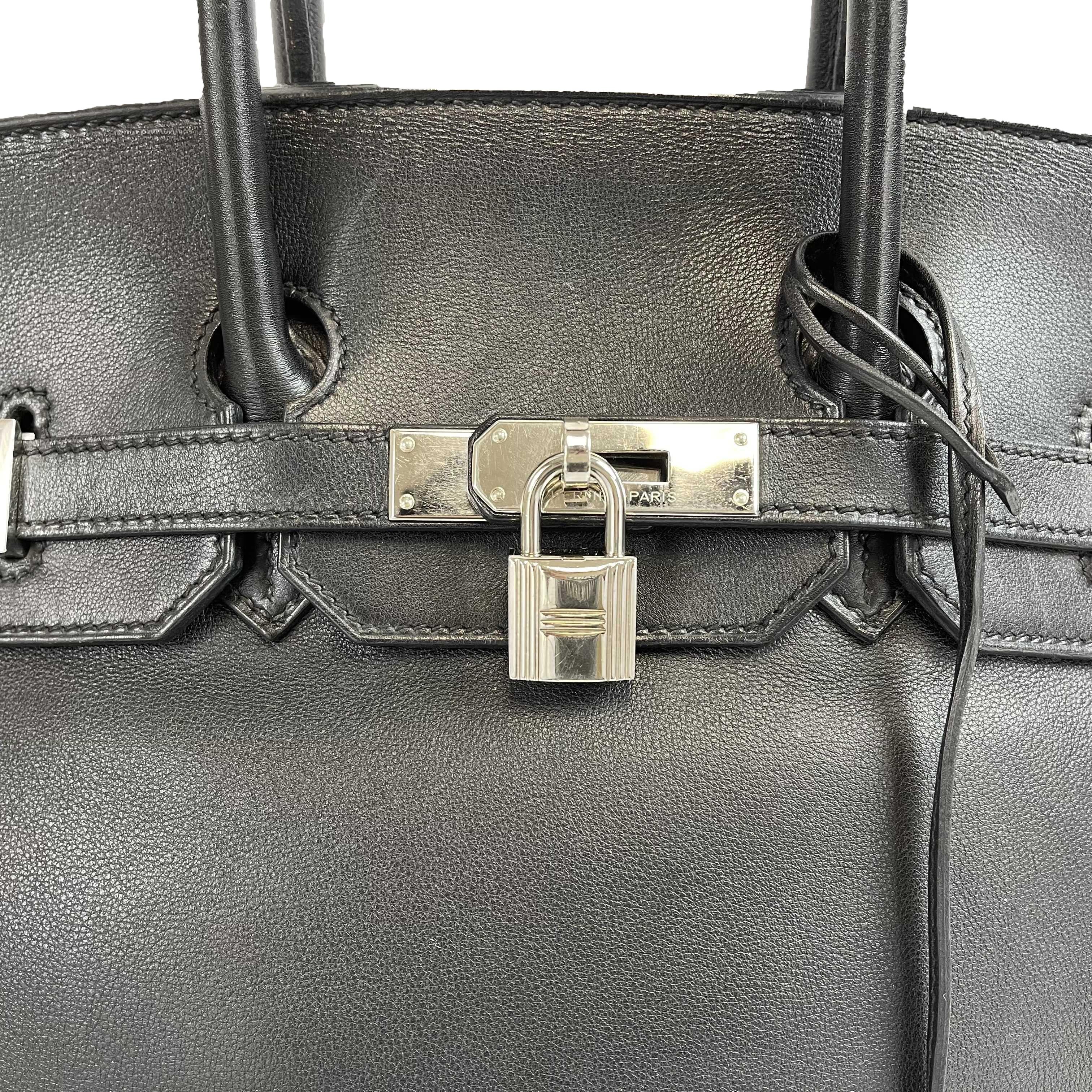 Hermes - Birkin 35 Black Swift Leather Noir PHW Palladium Hardware 2010 10